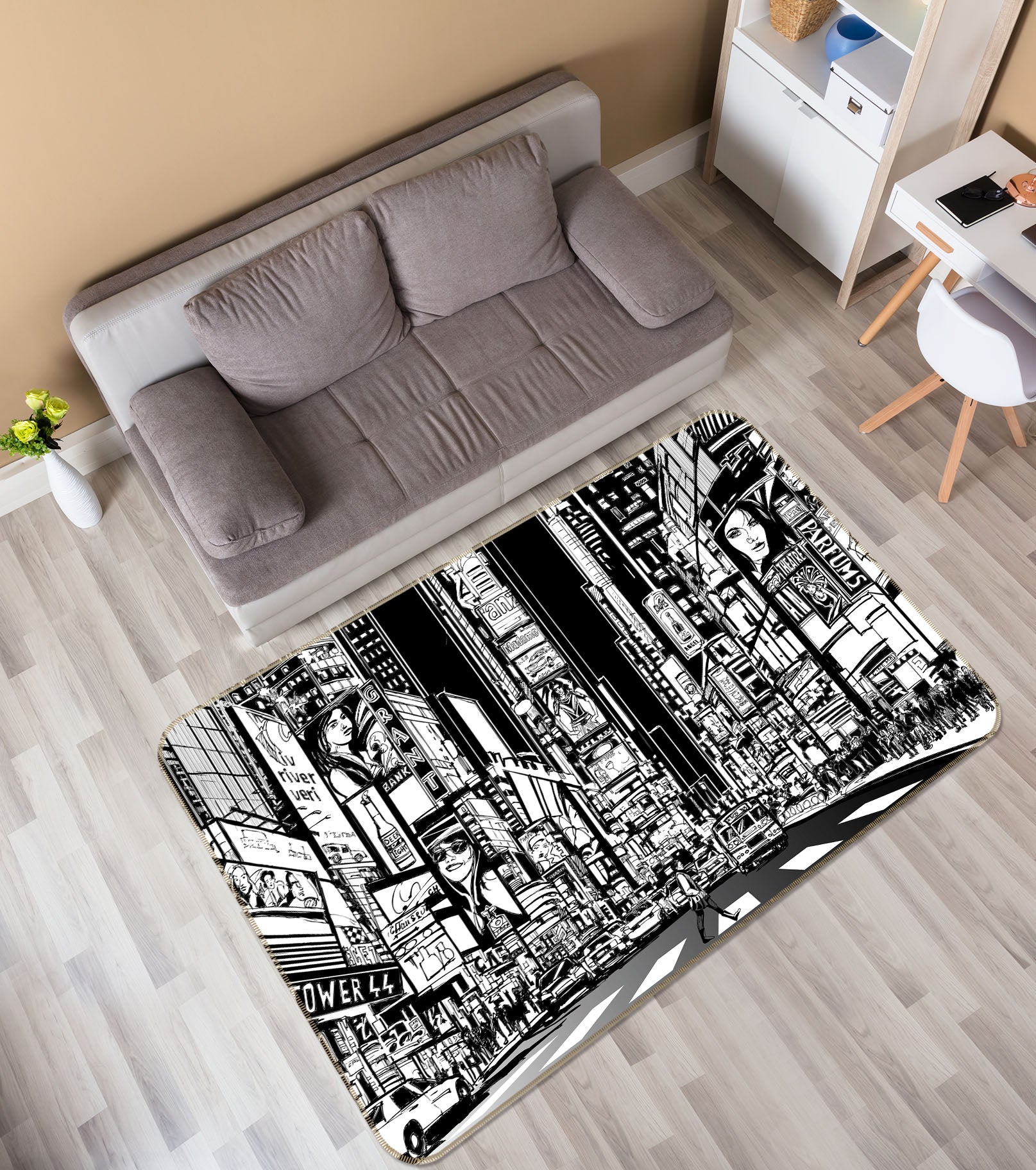 3D City Building 35023 Non Slip Rug Mat