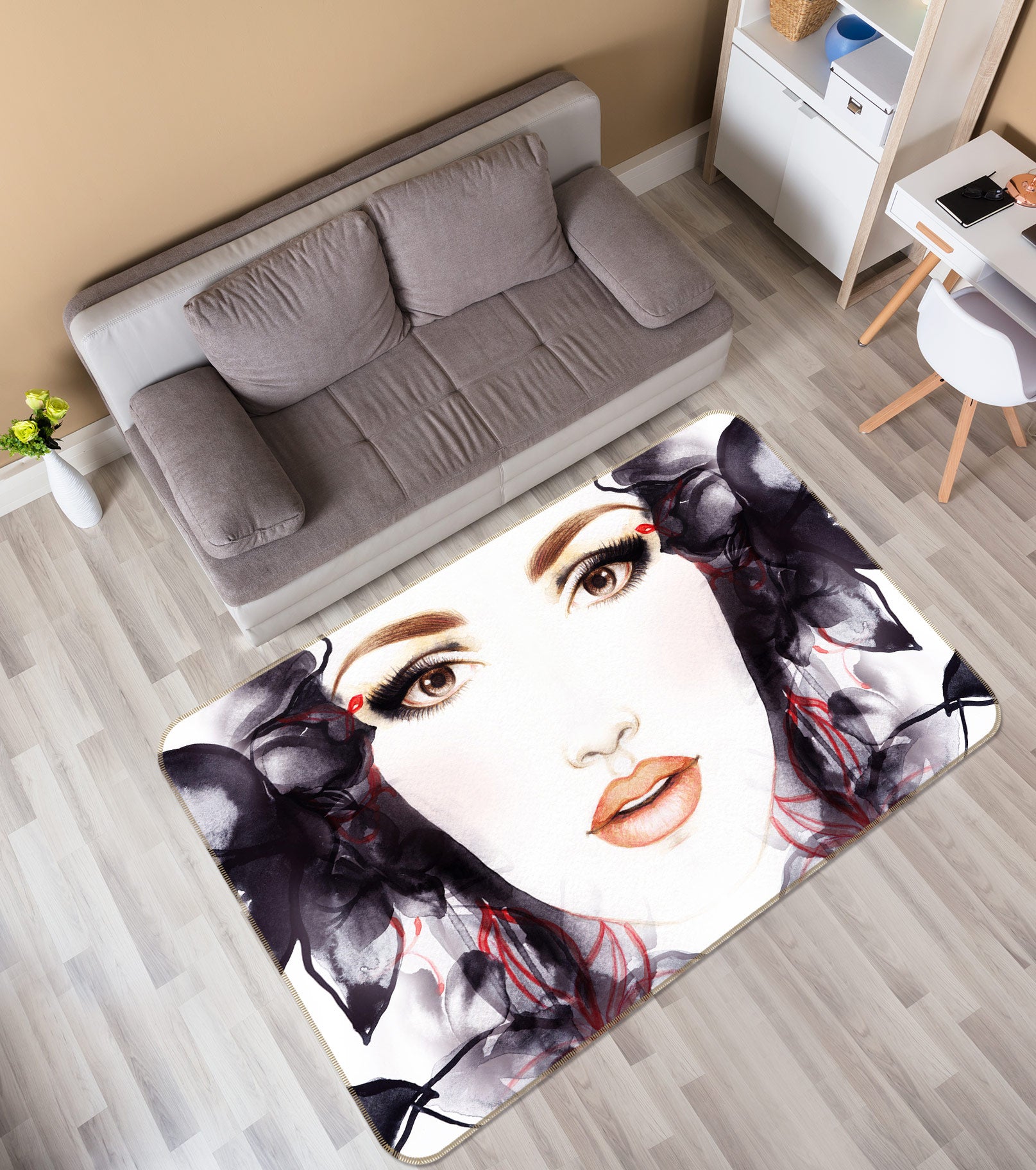 3D Beautiful Woman 1017 Non Slip Rug Mat