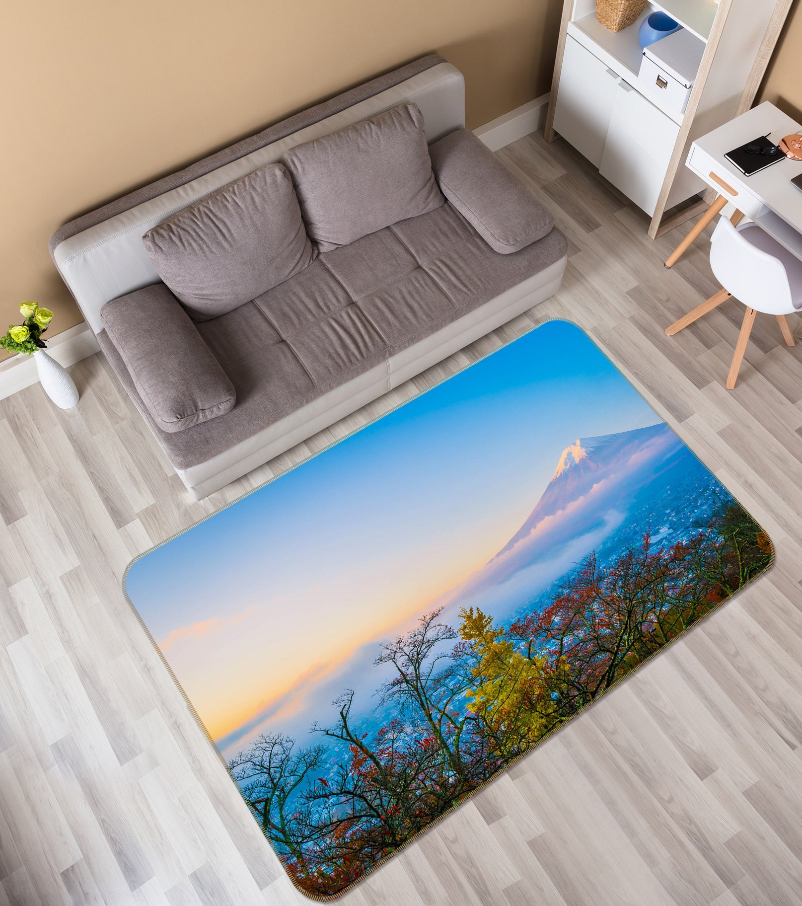 3D Snow Mountain Forest 31089 Non Slip Rug Mat