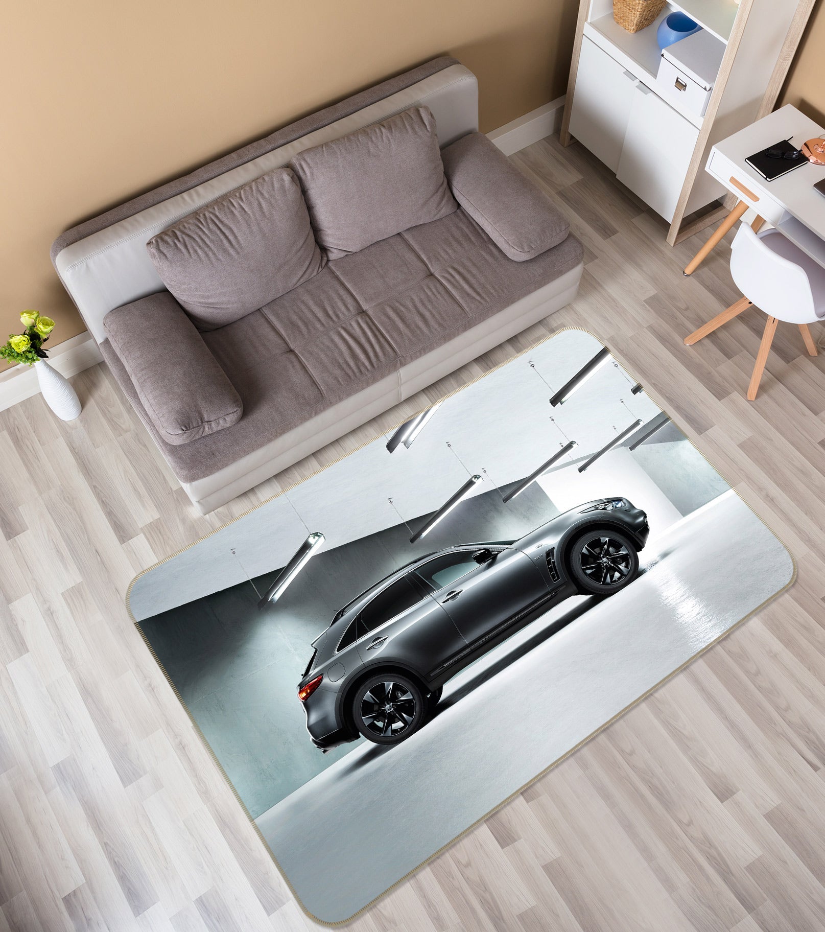 3D Black Car 76300 Non Slip Rug Mat