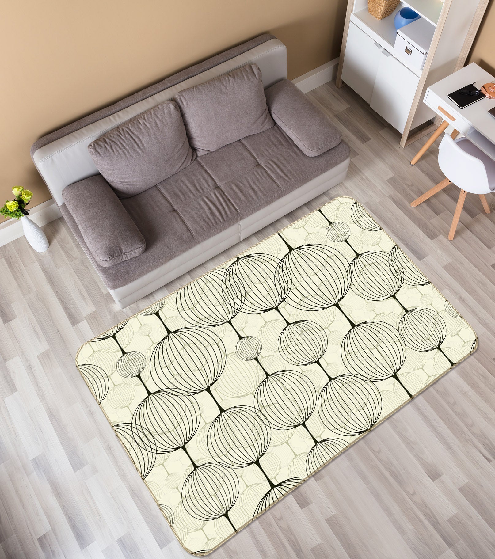 3D Round Pattern 35007 Non Slip Rug Mat