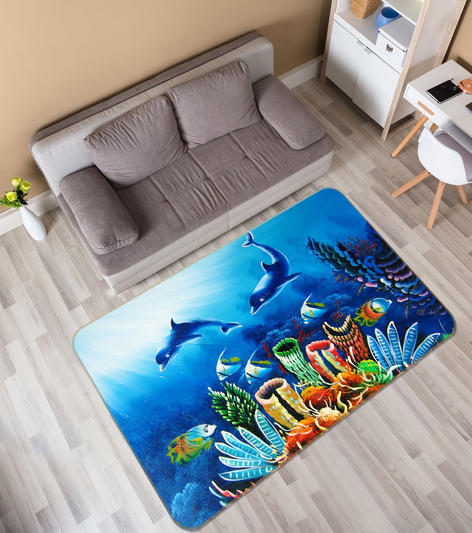 3D Seabed Coral Fish 33137 Non Slip Rug Mat