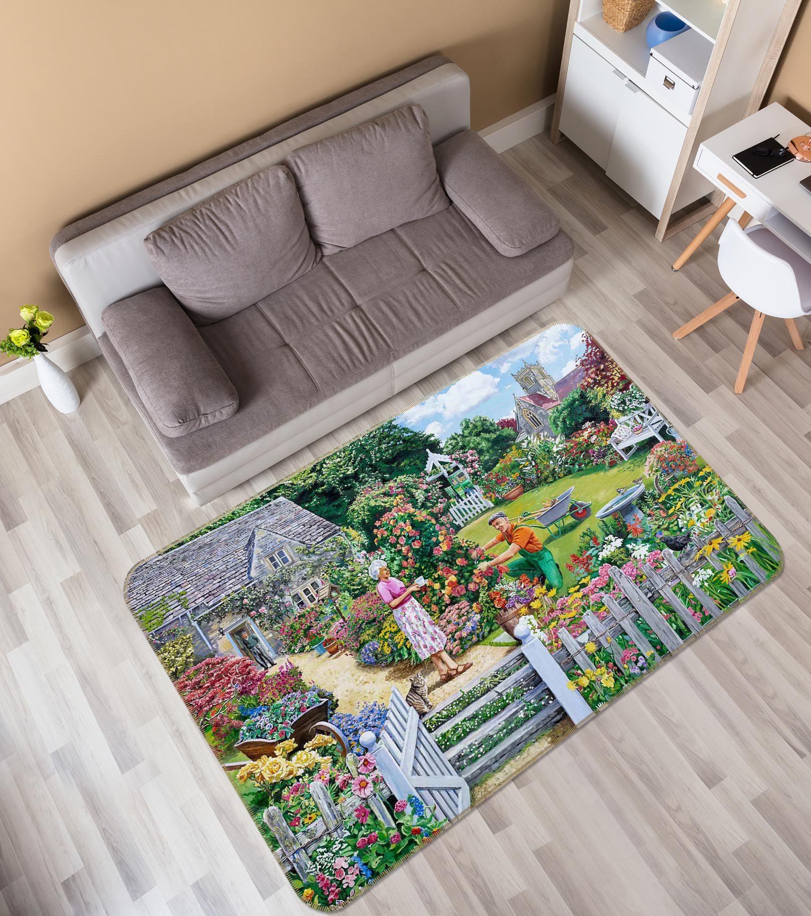 3D Beautiful Garden 1106 Trevor Mitchell Rug Non Slip Rug Mat Mat AJ Creativity Home