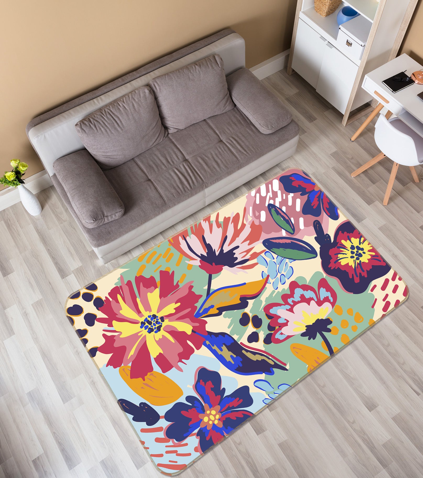 3D Flower 30192 Non Slip Rug Mat