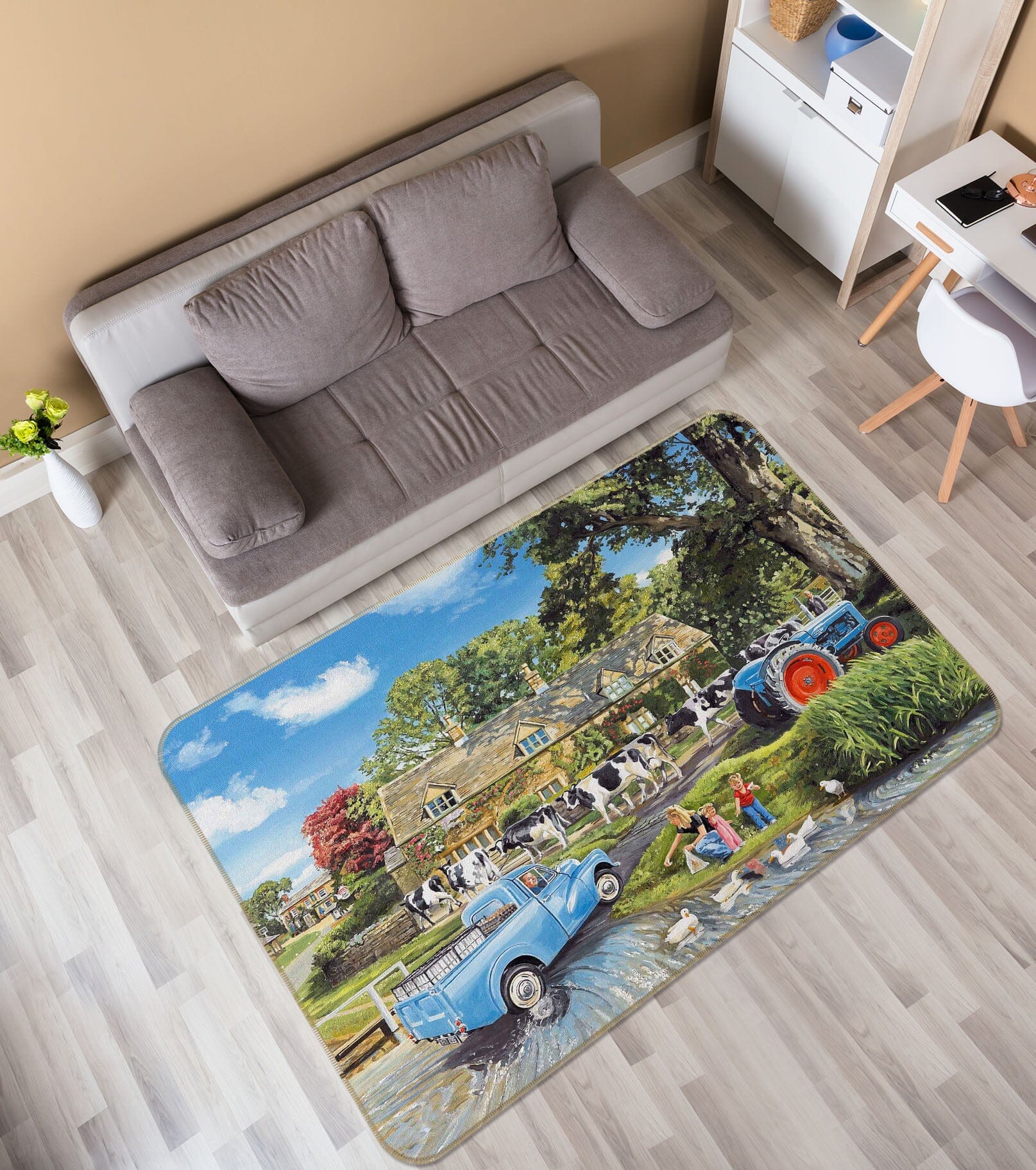 3D Crossing The Ford 1068 Trevor Mitchell Rug Non Slip Rug Mat Mat AJ Creativity Home