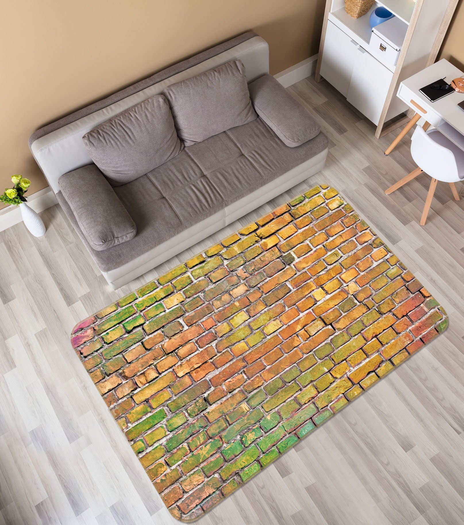 3D Brick Wall Pattern 31072 Non Slip Rug Mat