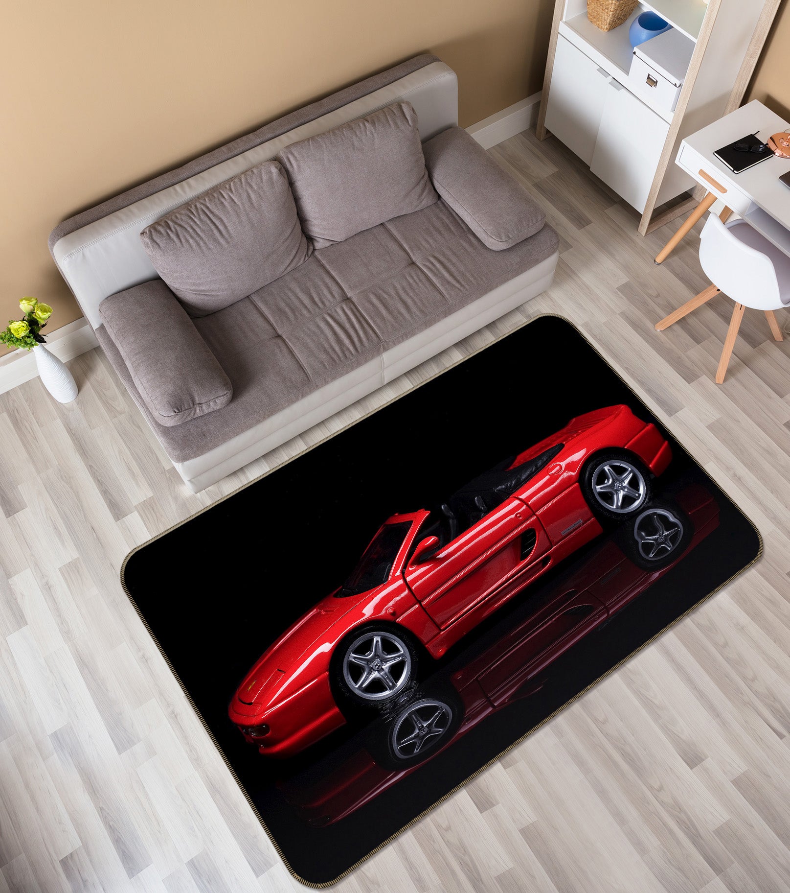 3D Red Car 42048 Vehicle Non Slip Rug Mat