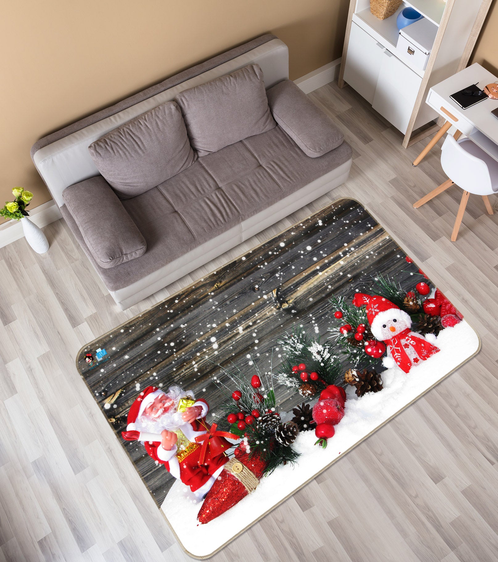 3D Snow Doll 55094 Christmas Non Slip Rug Mat Xmas