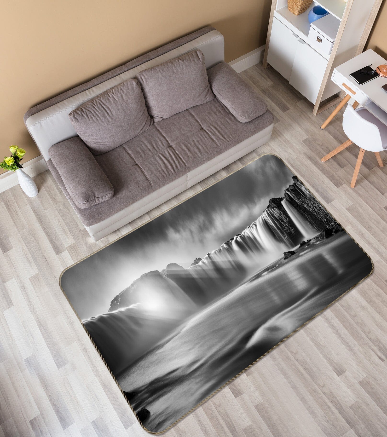3D Grey Waterfall 1121 Marco Carmassi Rug Non Slip Rug Mat Mat AJ Creativity Home