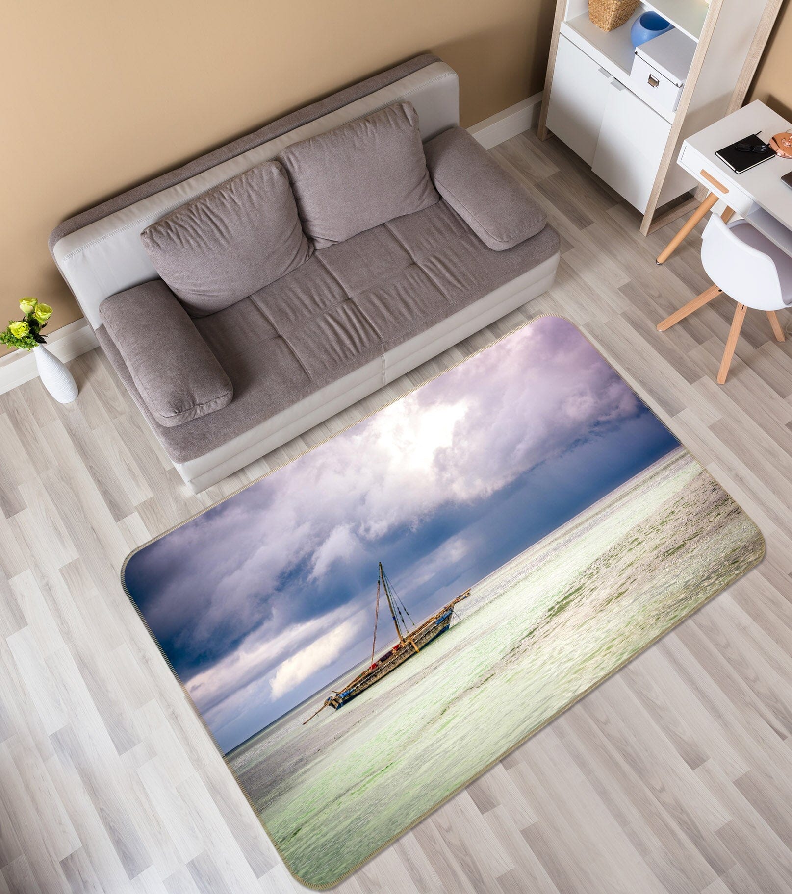 3D Sea Boat 1102 Marco Carmassi Rug Non Slip Rug Mat Mat AJ Creativity Home