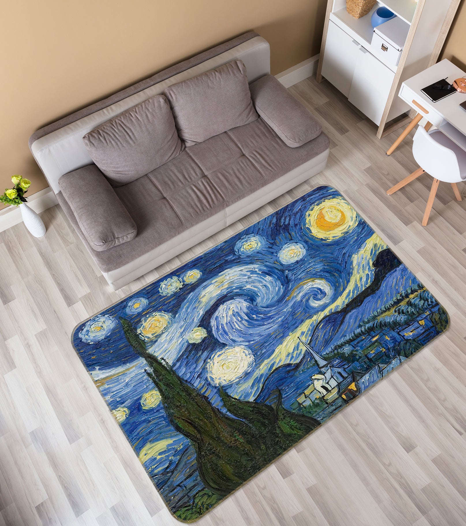3D Van Gogh Starry Sky 76007 Non Slip Rug Mat