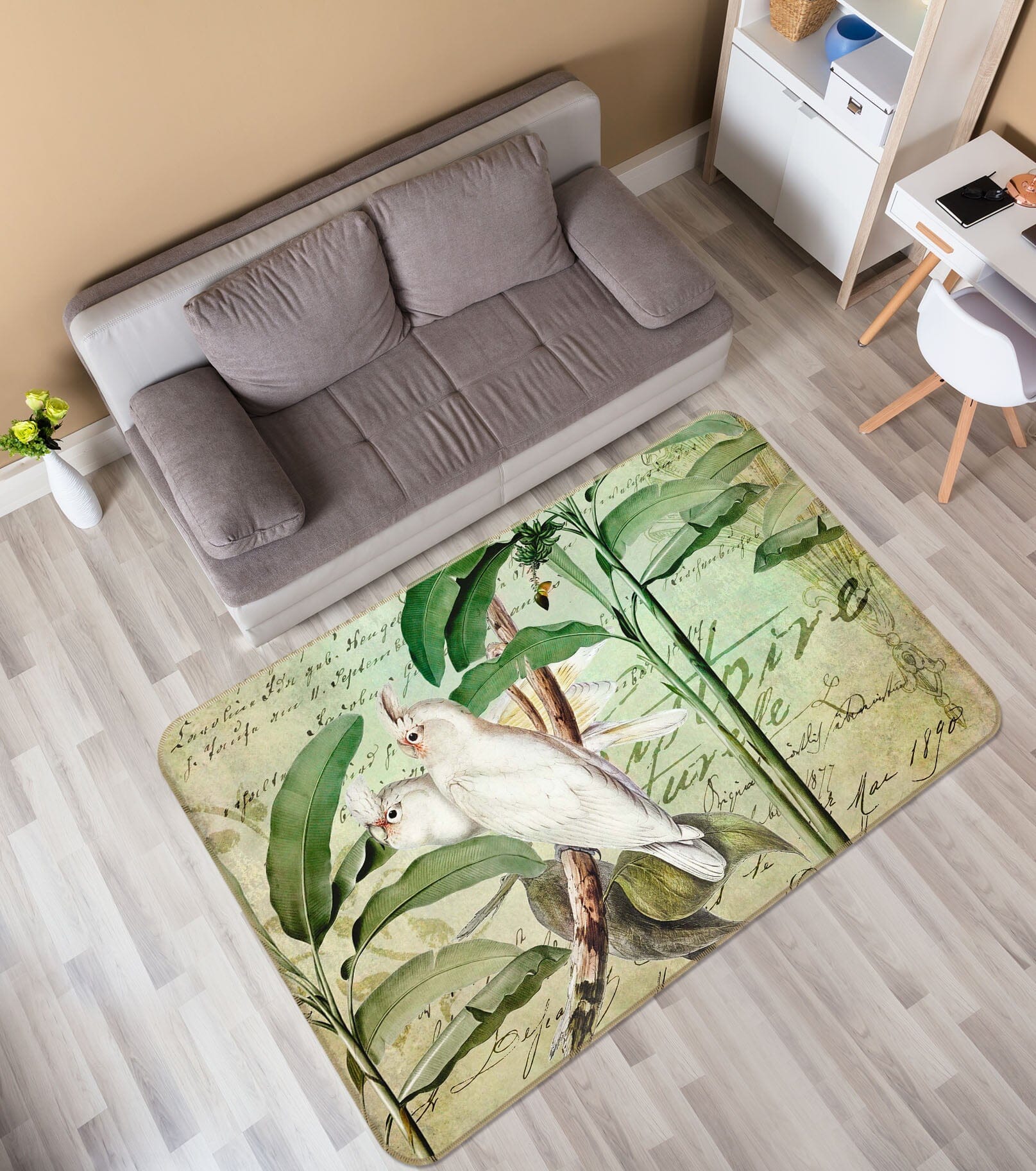 3D White Parrot 1031 Andrea haase Rug Non Slip Rug Mat Mat AJ Creativity Home