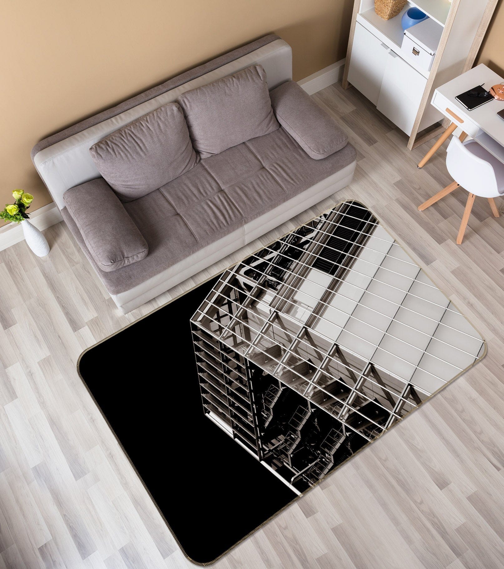 3D Tilted Building 1004 Noirblanc777 Rug Non Slip Rug Mat Mat AJ Creativity Home