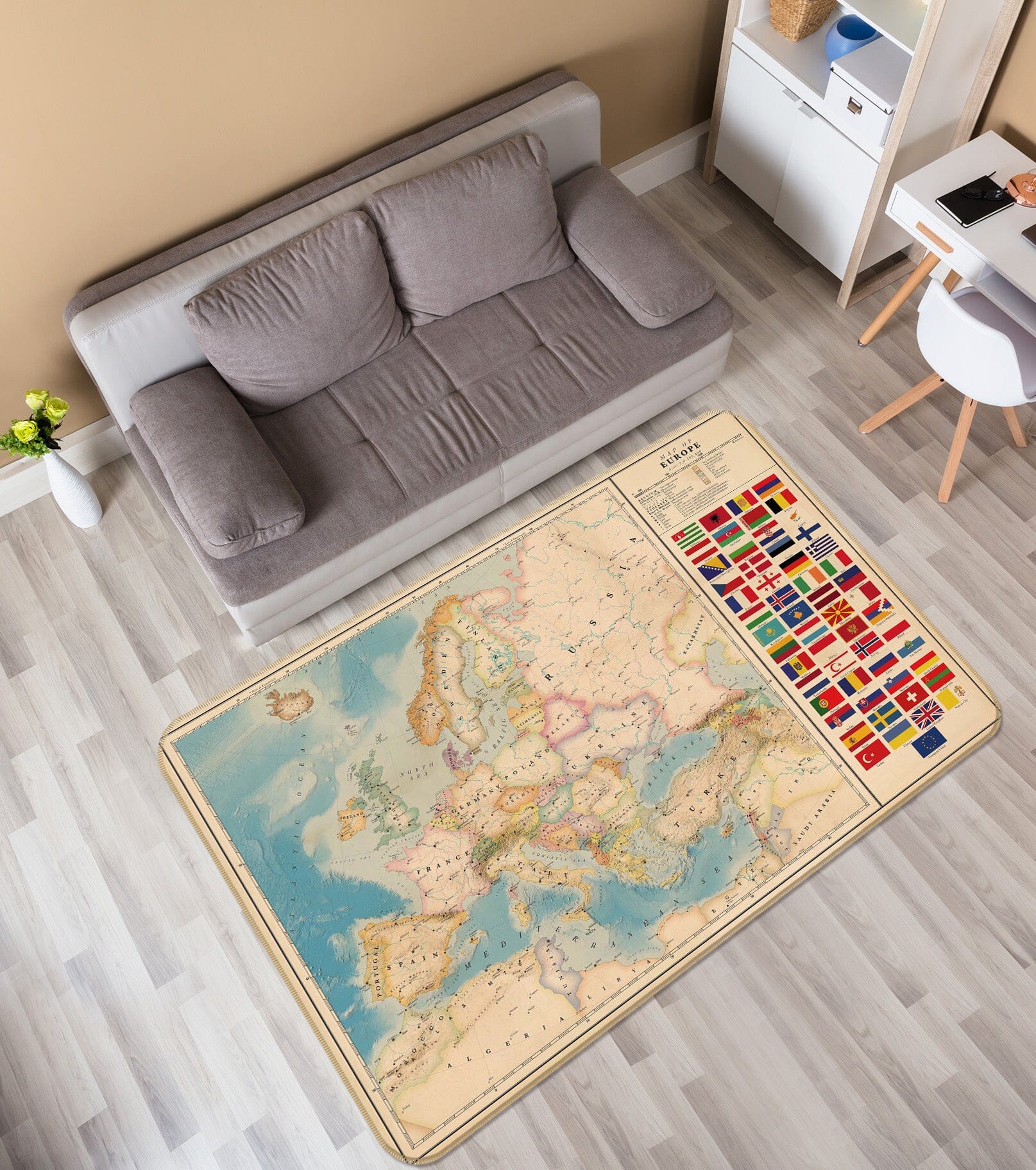 3D Vast Land 2007 World Map Non Slip Rug Mat Mat AJ Creativity Home