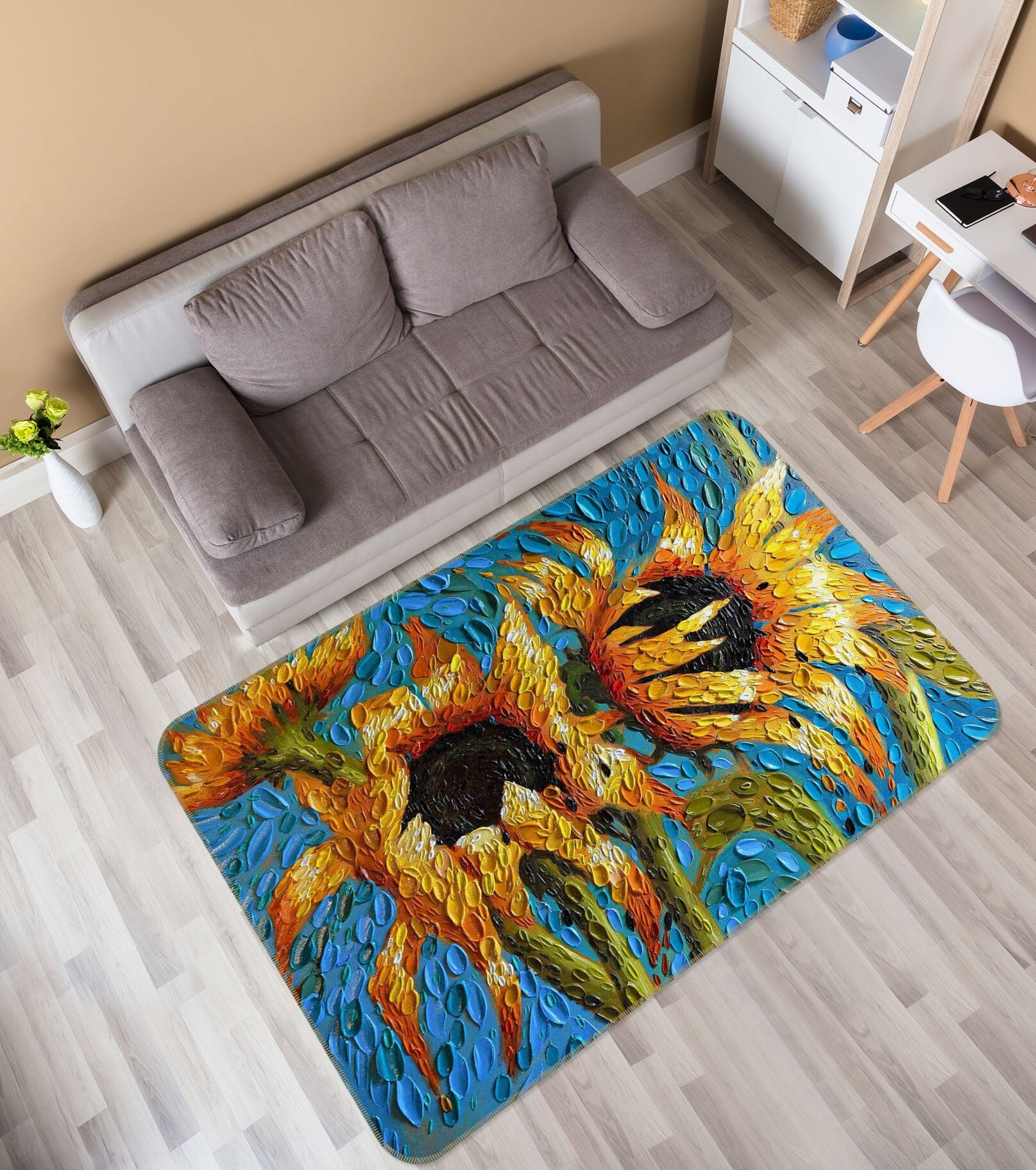 3D Sunflower 1023 Dena Tollefson Rug Non Slip Rug Mat Mat AJ Creativity Home