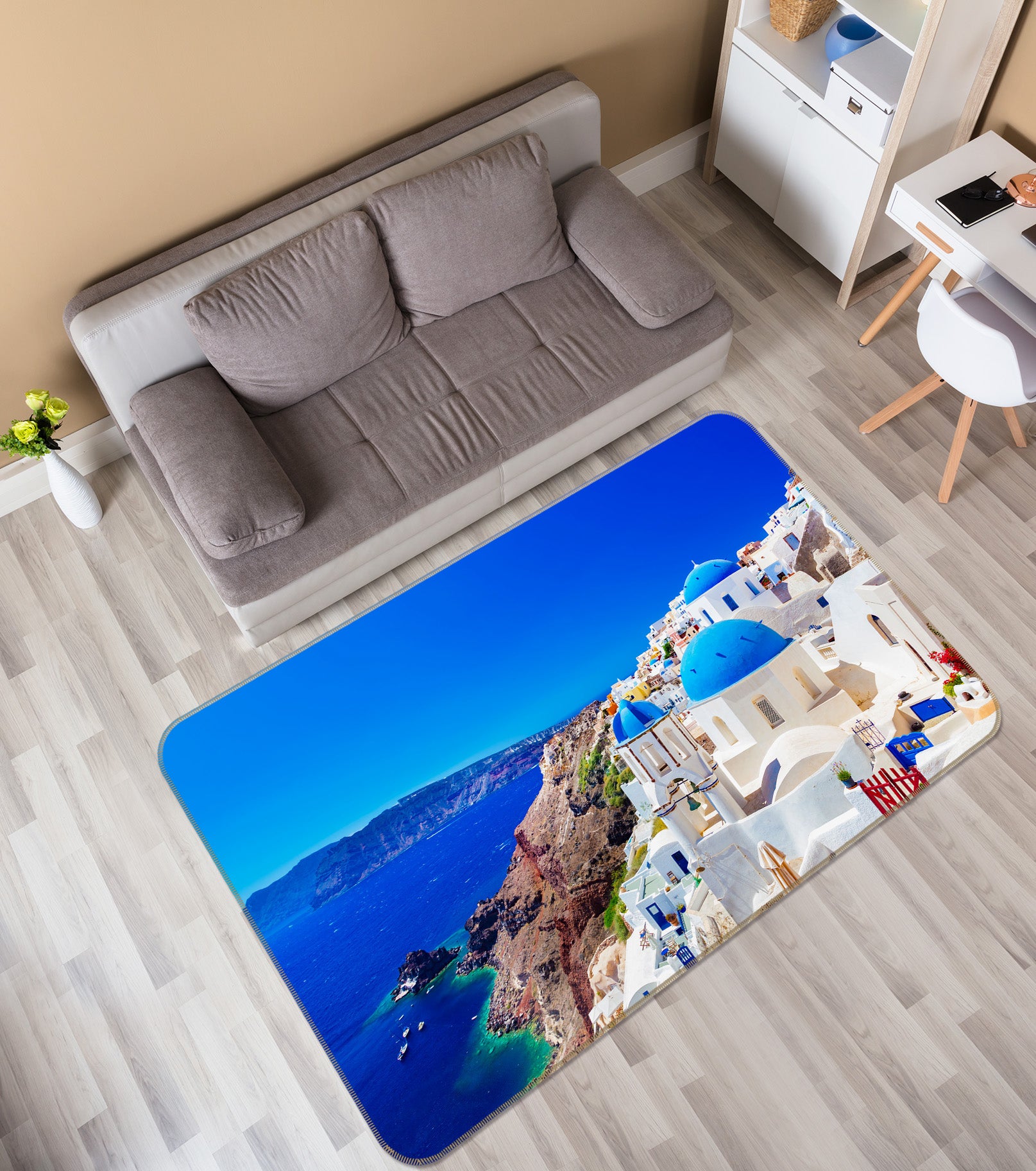 3D Seaside Houses 34108 Non Slip Rug Mat
