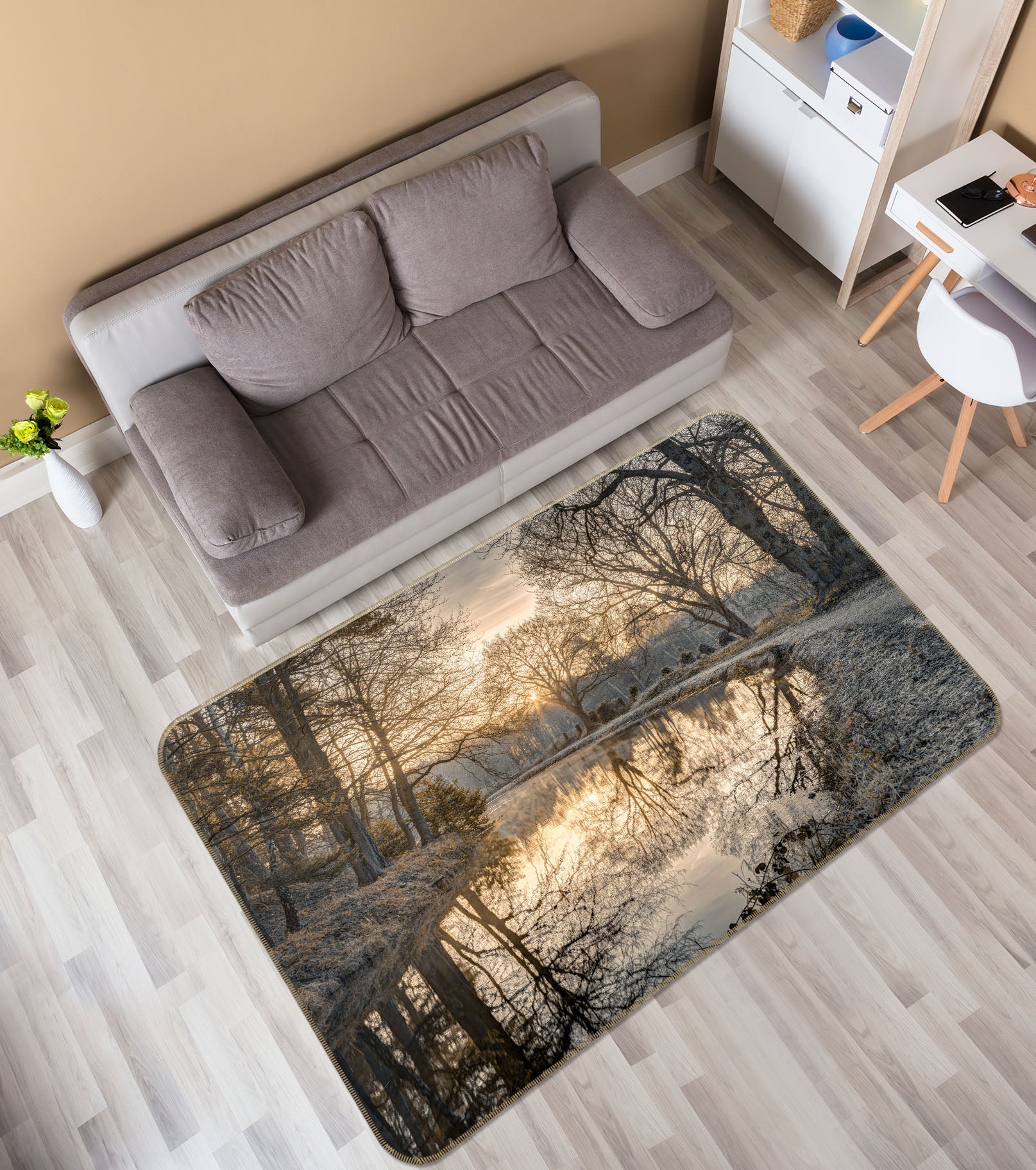 3D Snow Scene Tree 83258 Assaf Frank Rug Non Slip Rug Mat