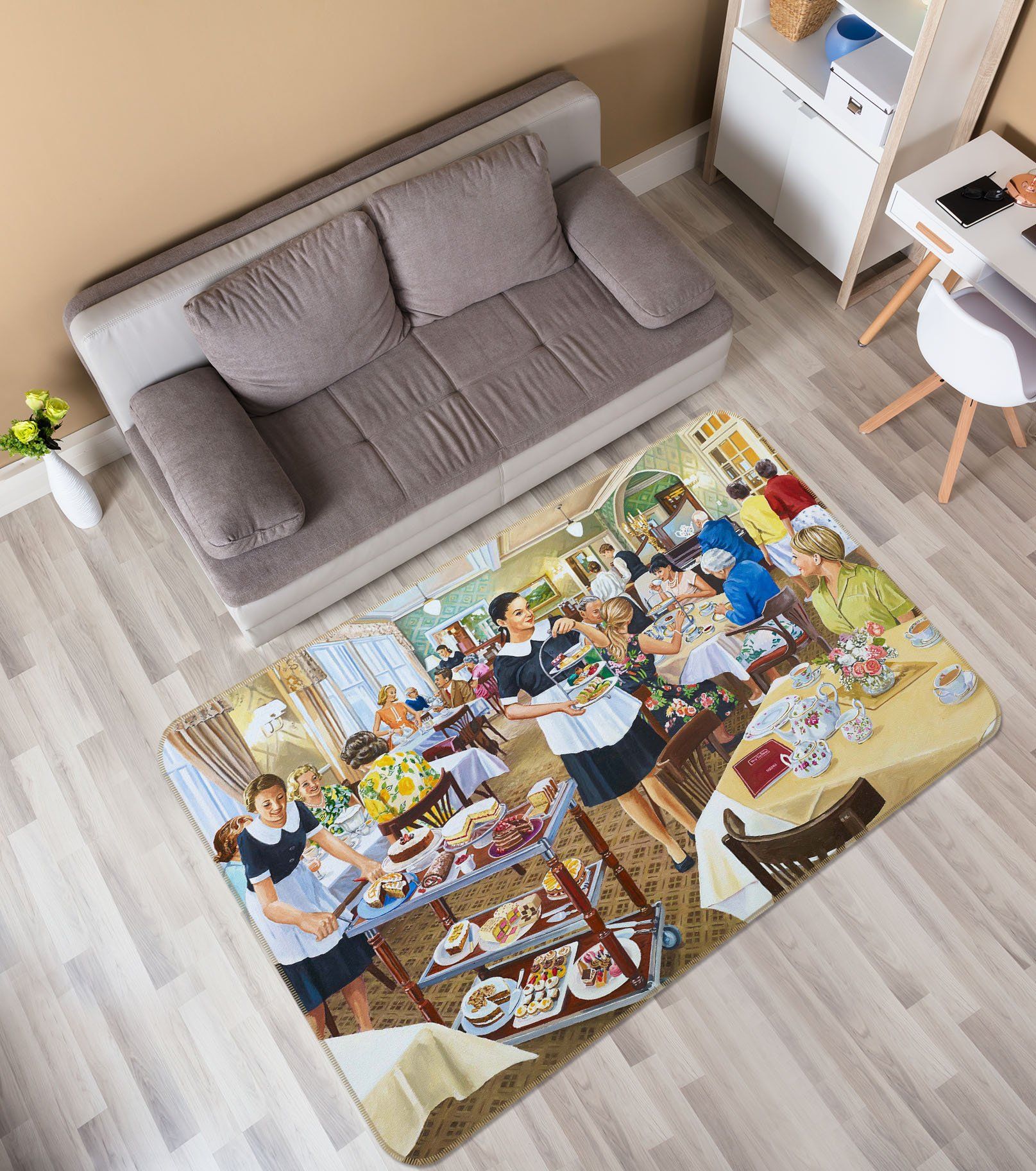 3D Afternoon Tea 1054 Trevor Mitchell Rug Non Slip Rug Mat Mat AJ Creativity Home