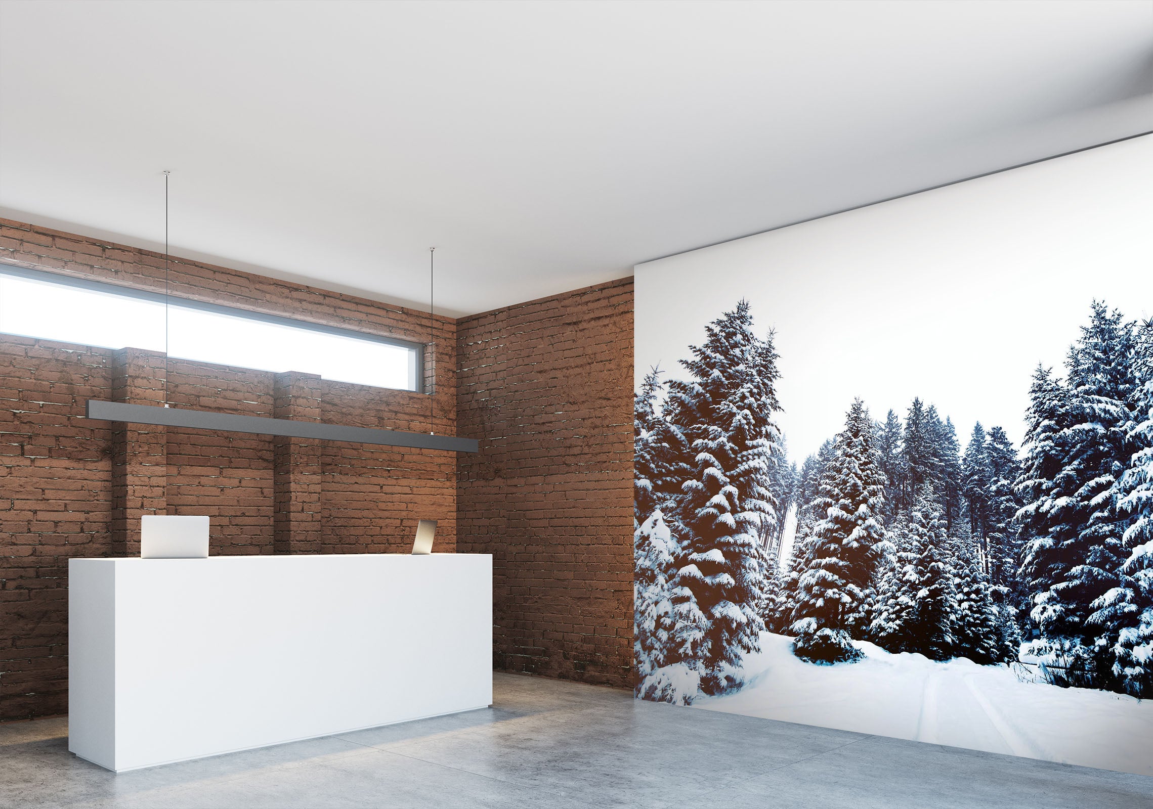 3D White Snow Tree 050 Wall Murals