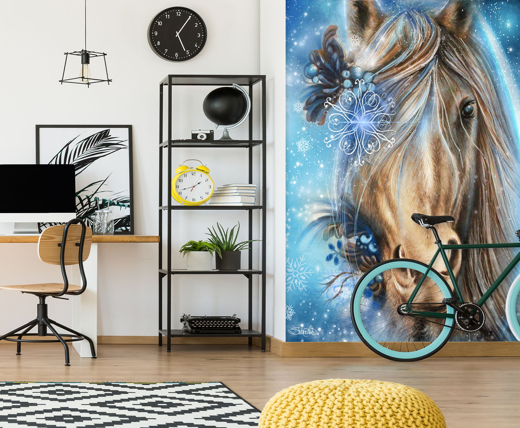 3D Snowflake Horse 8455 Sheena Pike Wall Mural Wall Murals