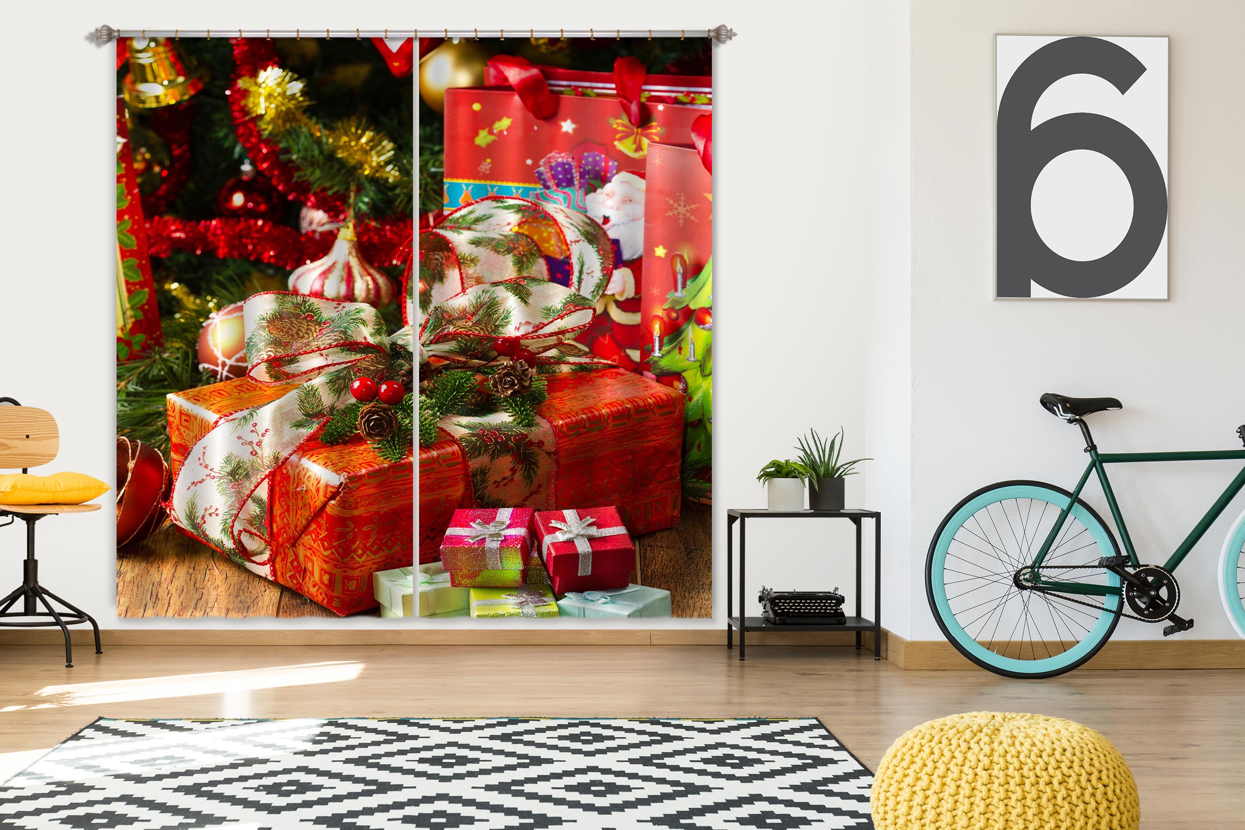 3D Gift Box 52010 Christmas Curtains Drapes Xmas