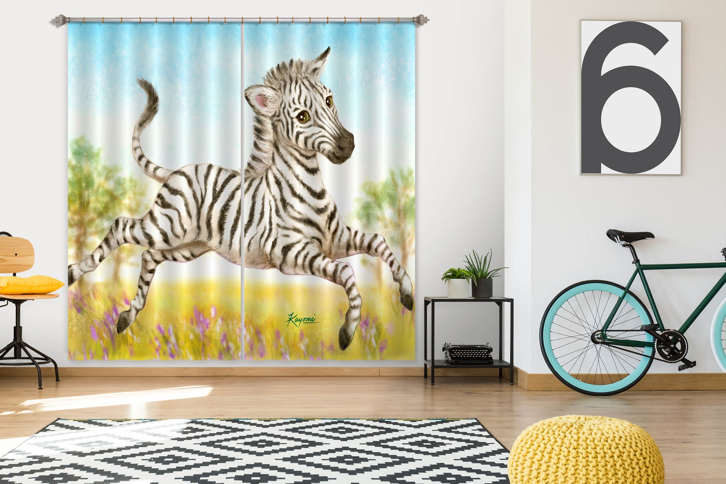 3D Cartoon Zebra 9104 Kayomi Harai Curtain Curtains Drapes