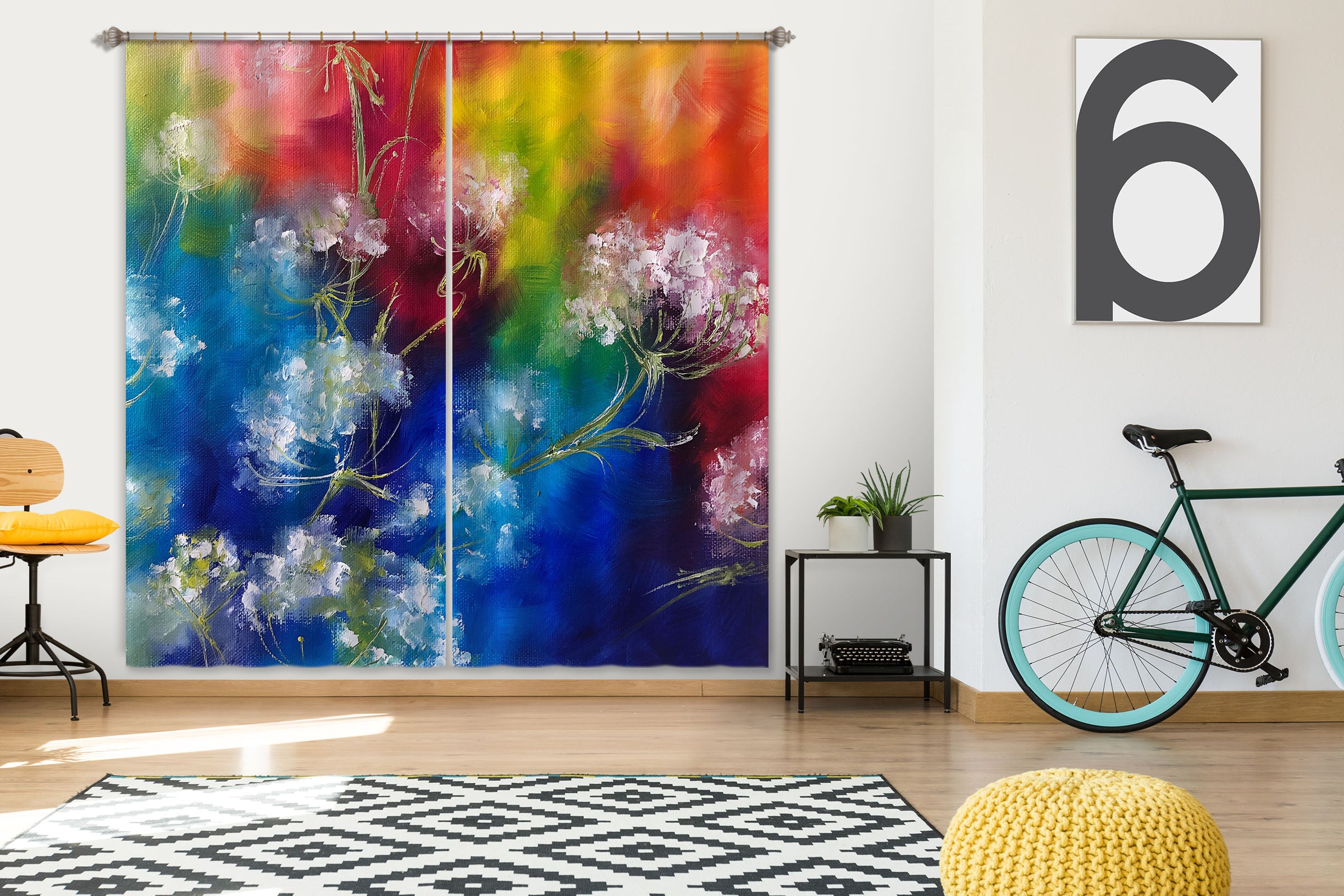 3D Colorful Flower 2414 Skromova Marina Curtain Curtains Drapes