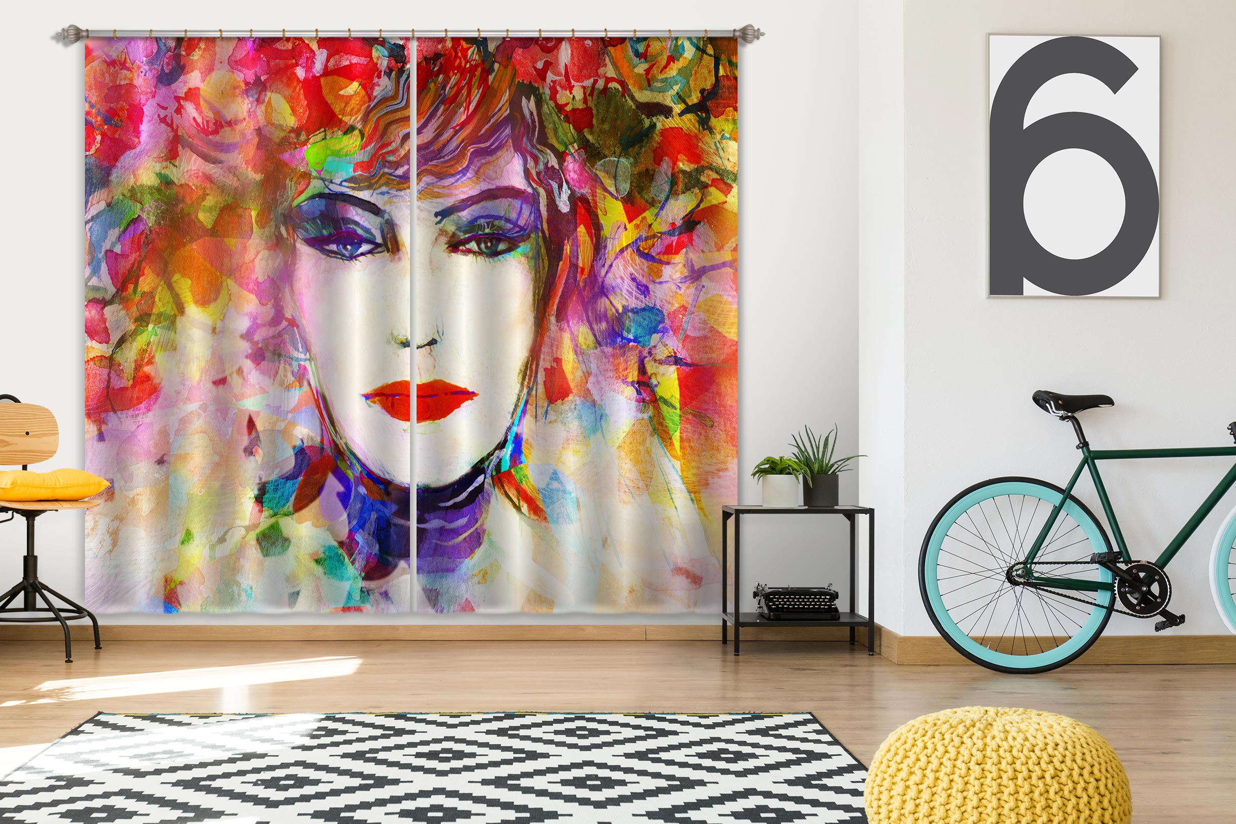 3D Red Painted Model 008 Curtains Drapes