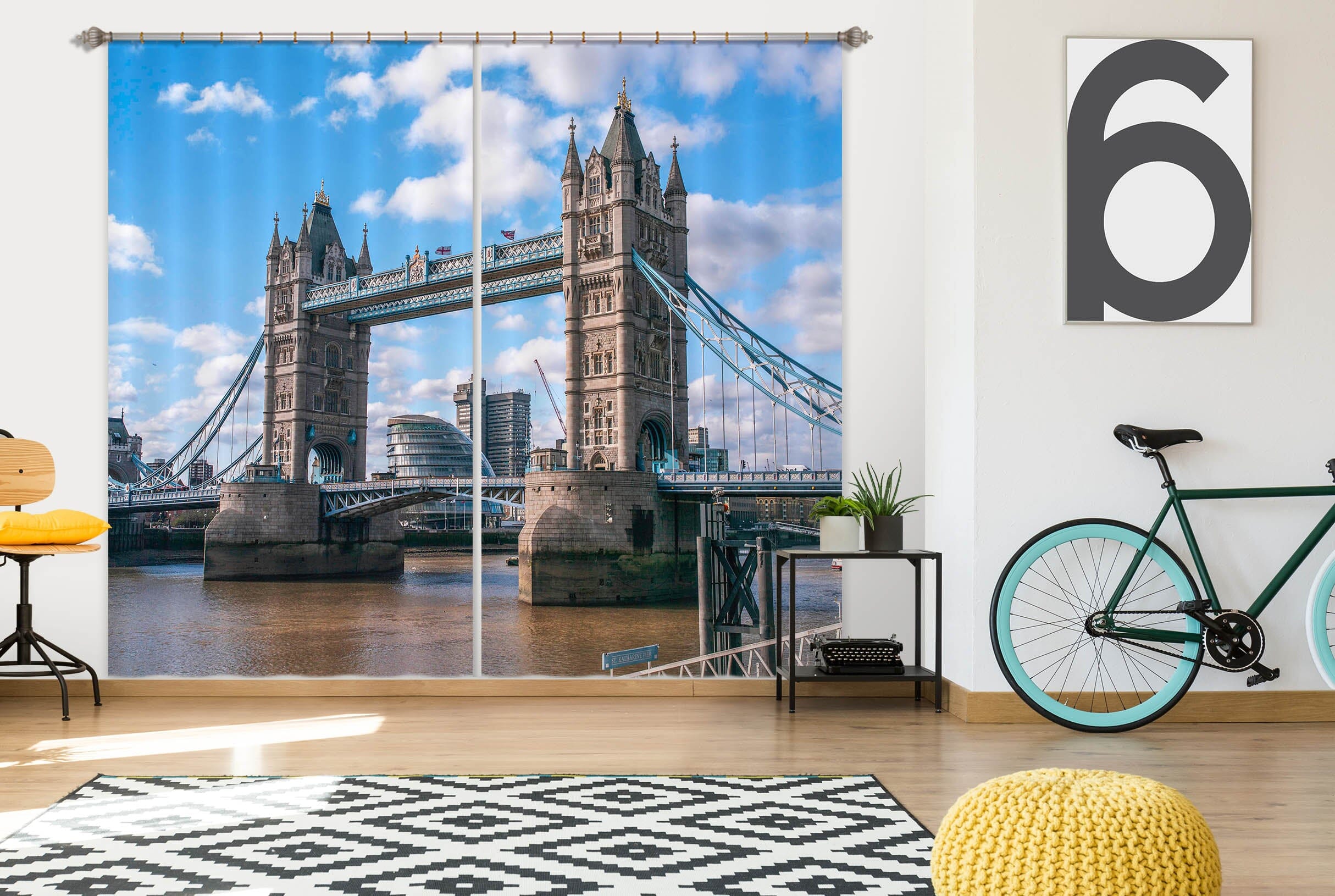 3D River Bridge 202 Assaf Frank Curtain Curtains Drapes Curtains AJ Creativity Home