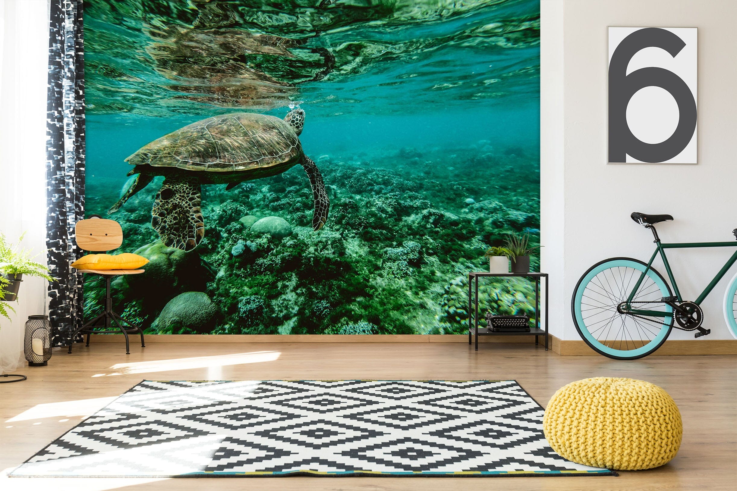 3D Green Turtle 215 Wall Murals Wallpaper AJ Wallpaper 2