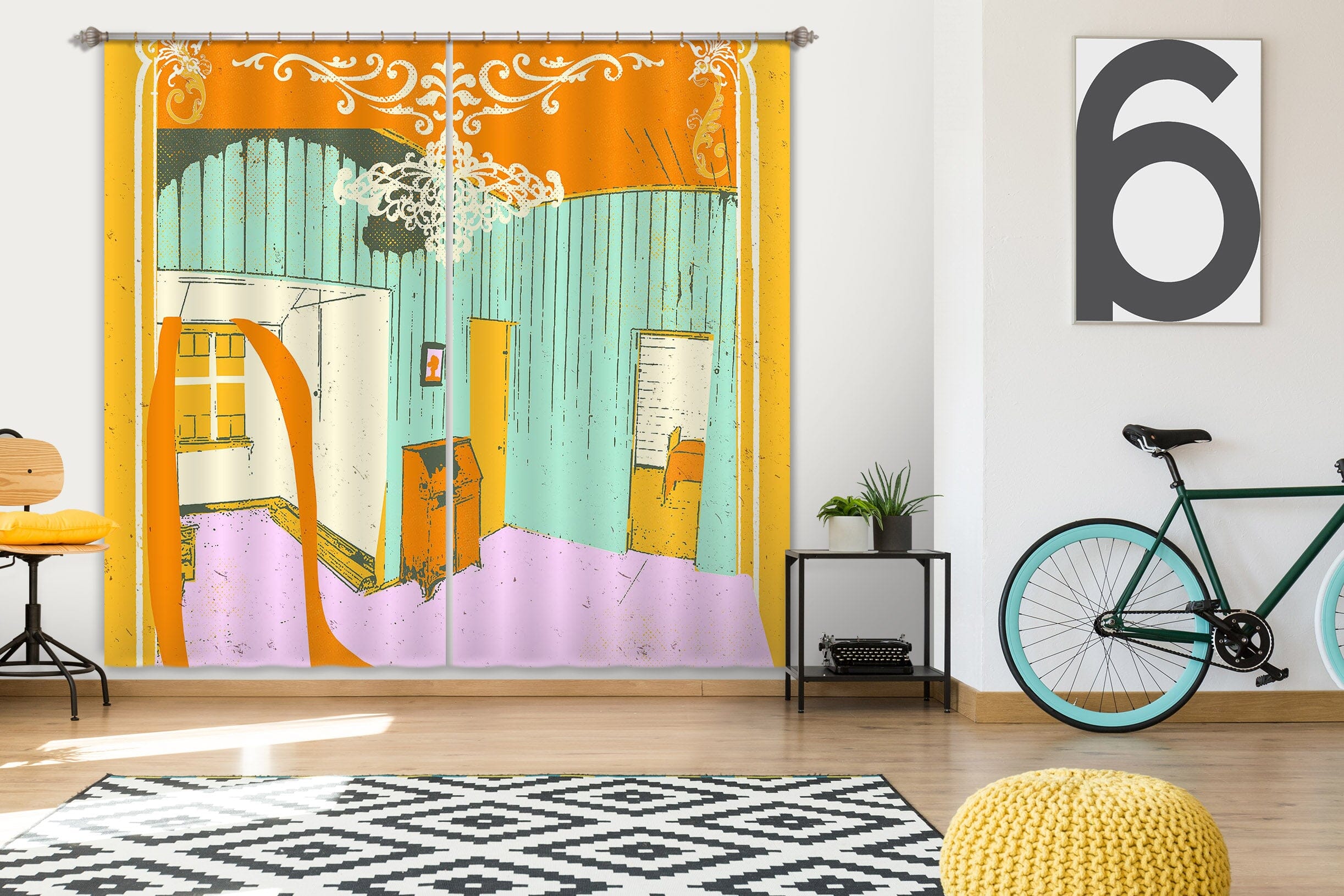 3D Cozy Room 053 Showdeer Curtain Curtains Drapes Curtains AJ Creativity Home