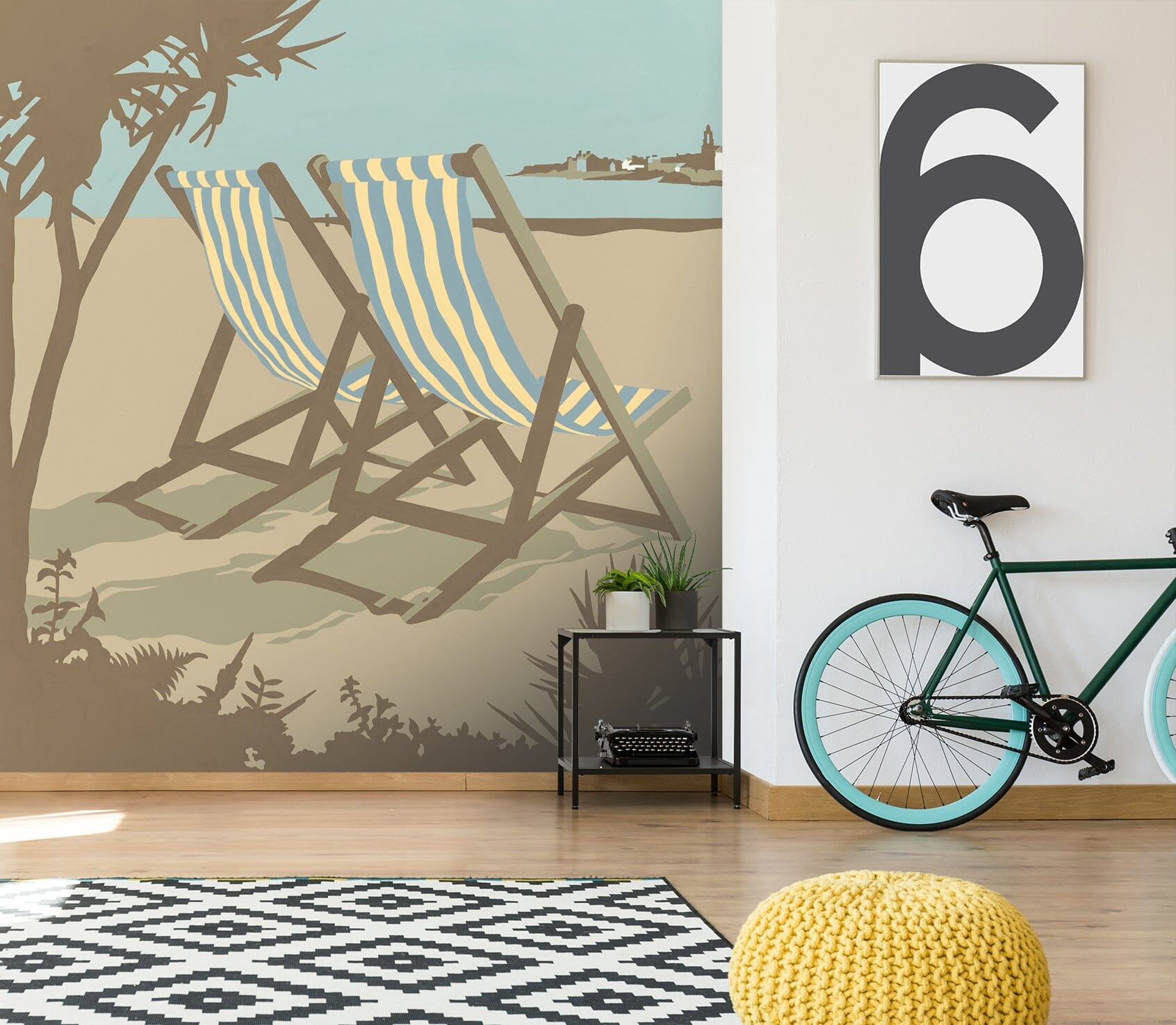 3D Swanage Deckchairs 1069 Steve Read Wall Mural Wall Murals Wallpaper AJ Wallpaper 2