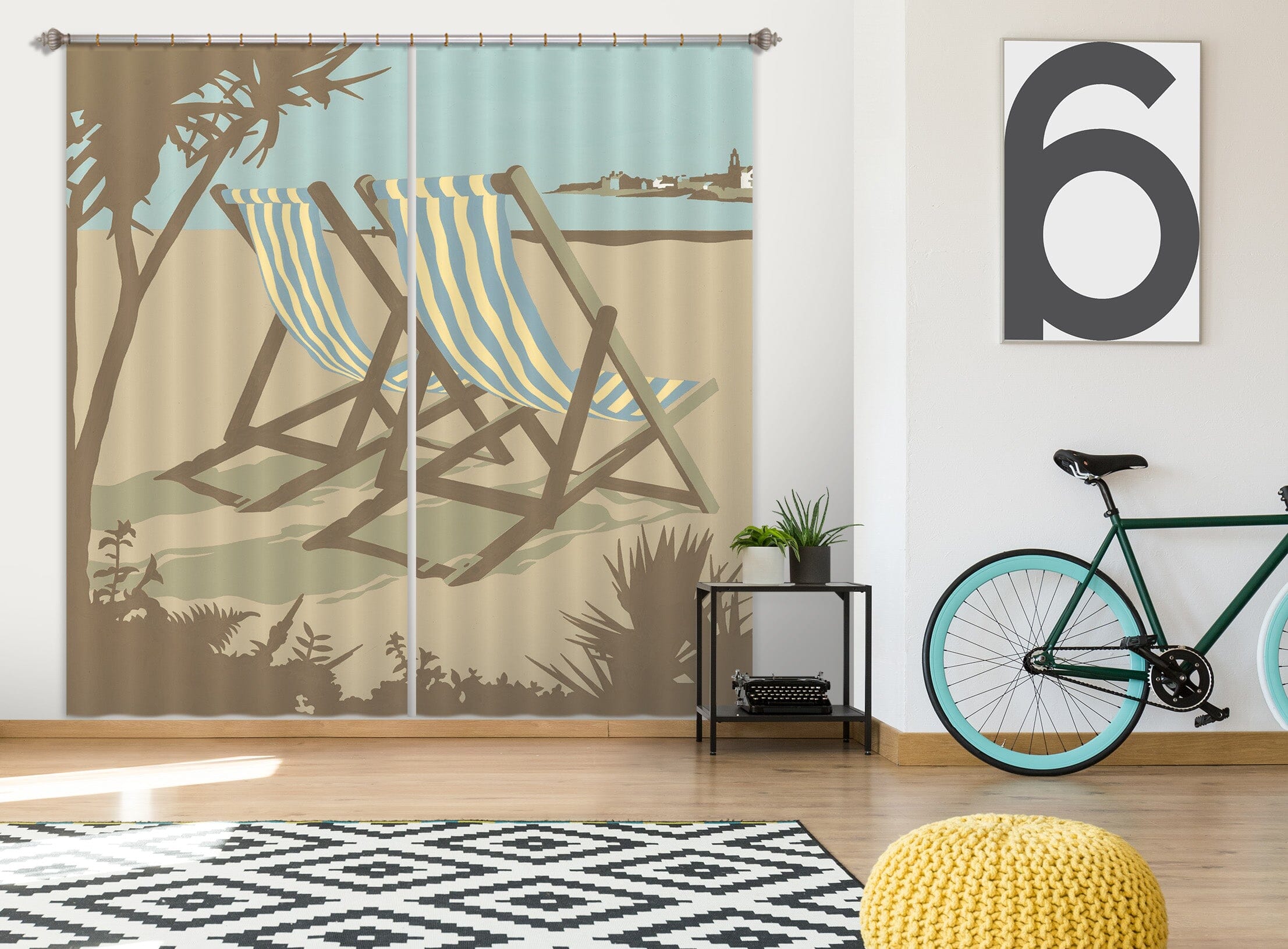 3D Swanage Deckchairs 161 Steve Read Curtain Curtains Drapes Curtains AJ Creativity Home