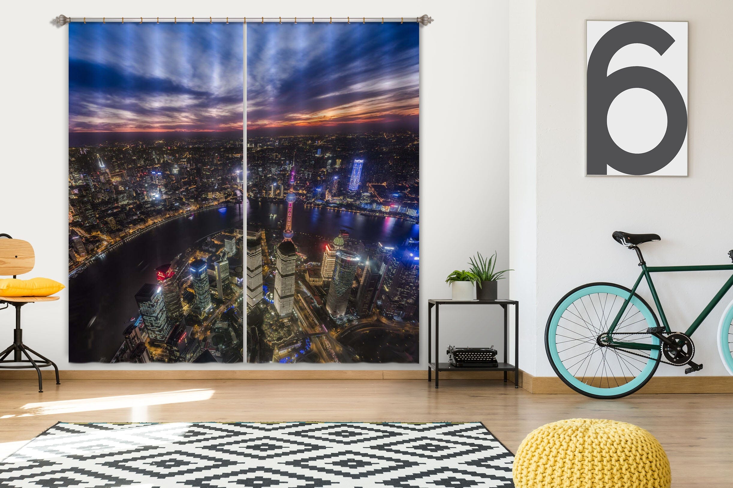 3D Night City 156 Marco Carmassi Curtain Curtains Drapes Curtains AJ Creativity Home