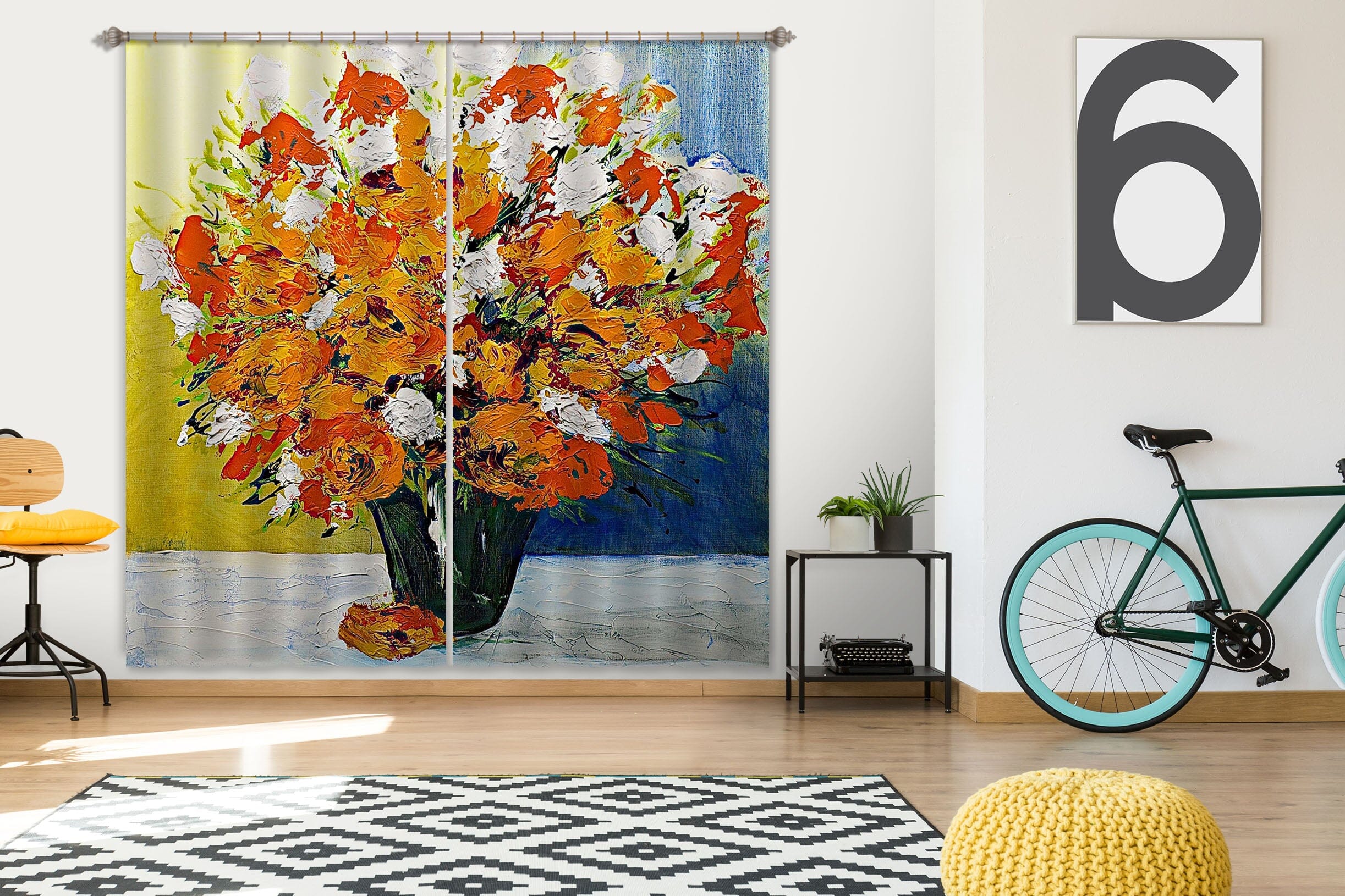 3D Painted Flowers 122 Allan P. Friedlander Curtain Curtains Drapes Curtains AJ Creativity Home