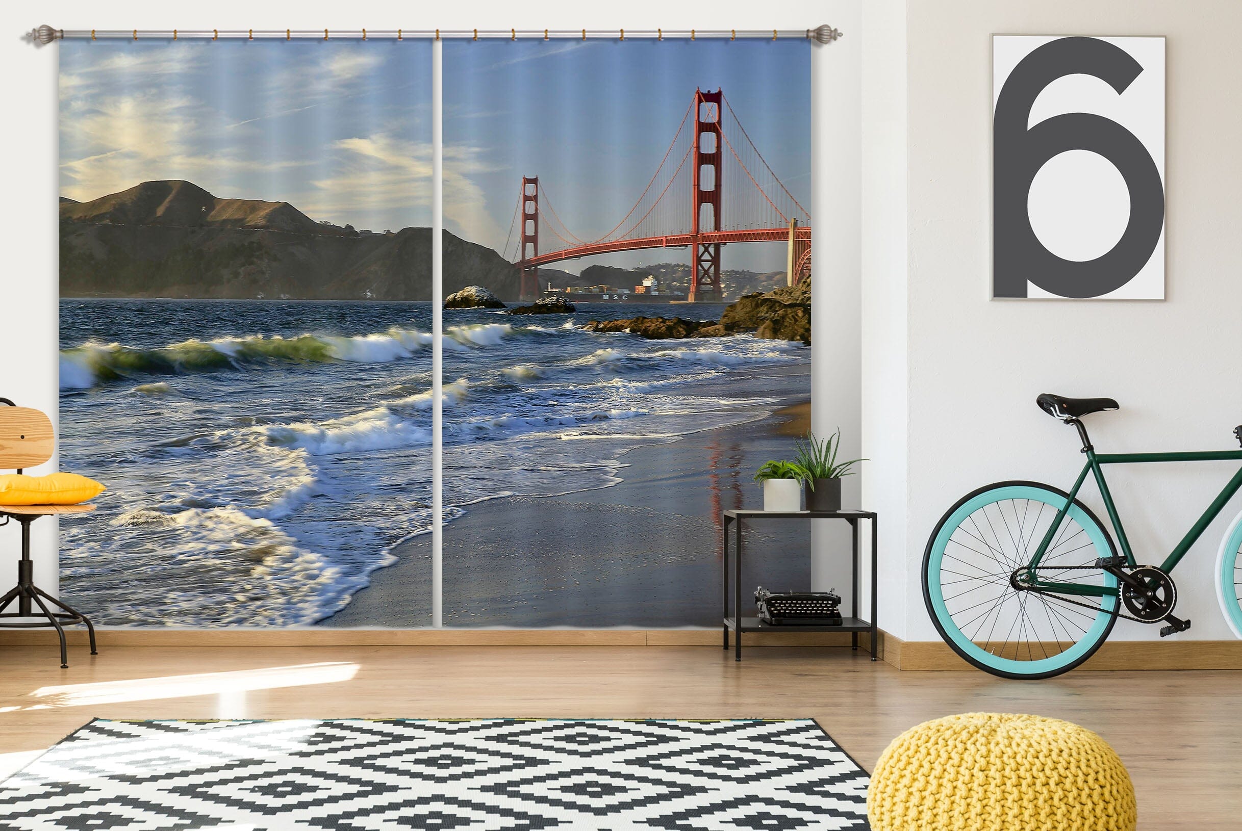 3D Wave Beach 050 Kathy Barefield Curtain Curtains Drapes Curtains AJ Creativity Home