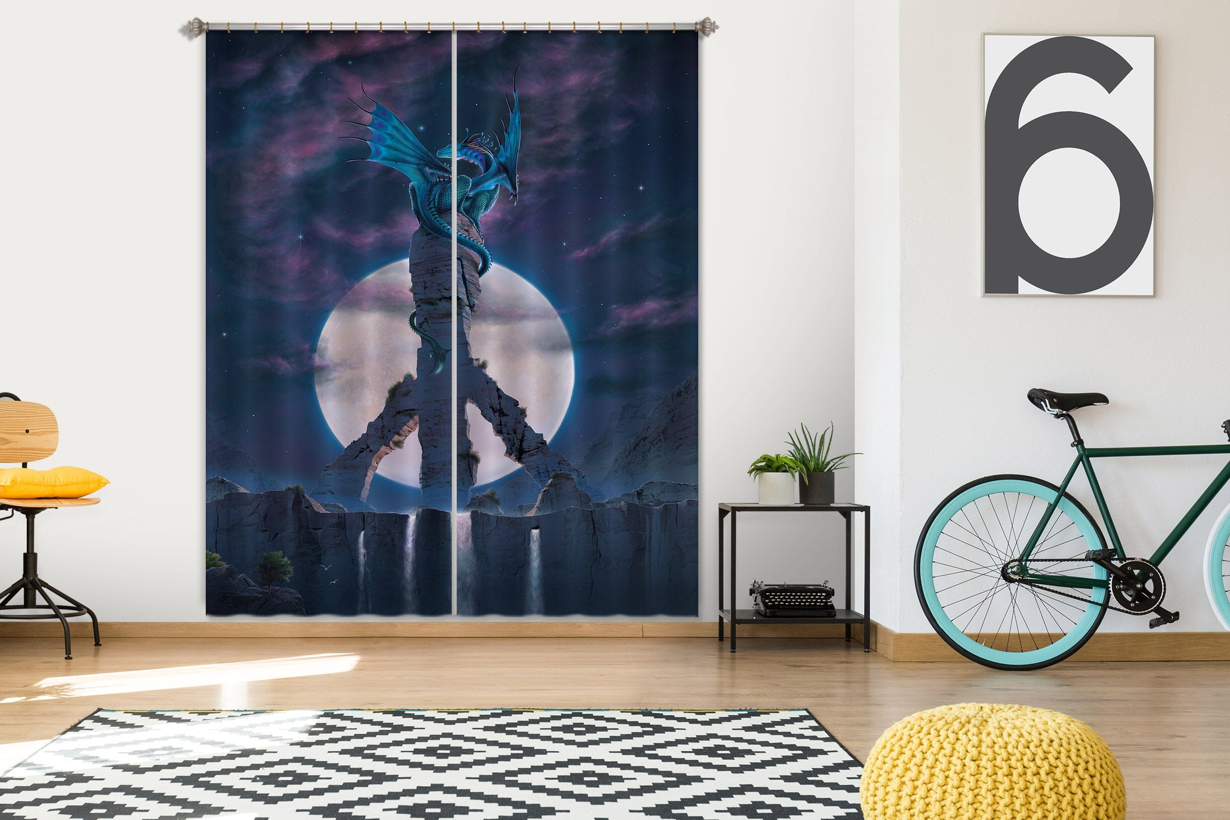 3D Peace Dragon Def 059 Vincent Hie Curtain Curtains Drapes Curtains AJ Creativity Home