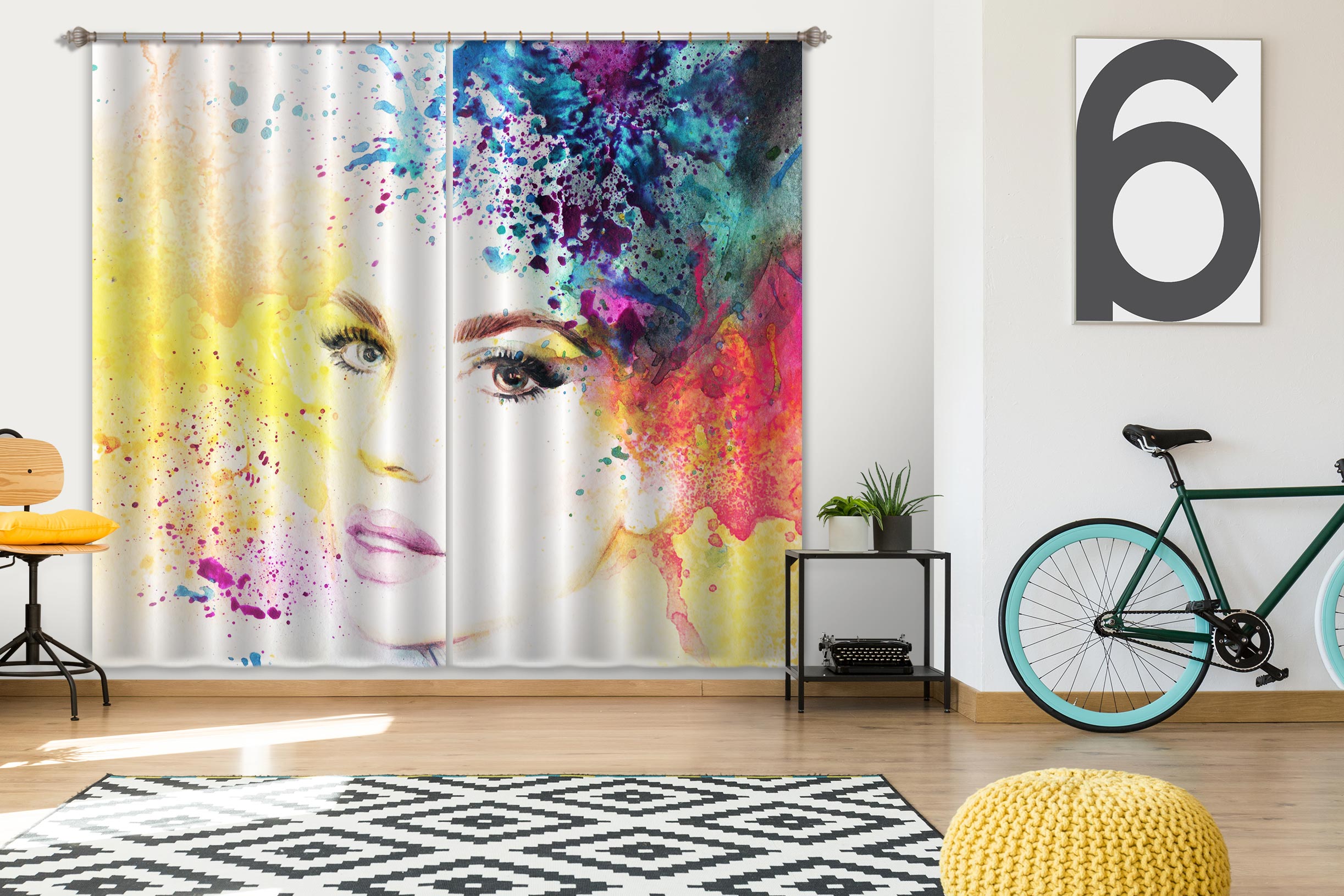 3D Watercolor Model 033 Curtains Drapes