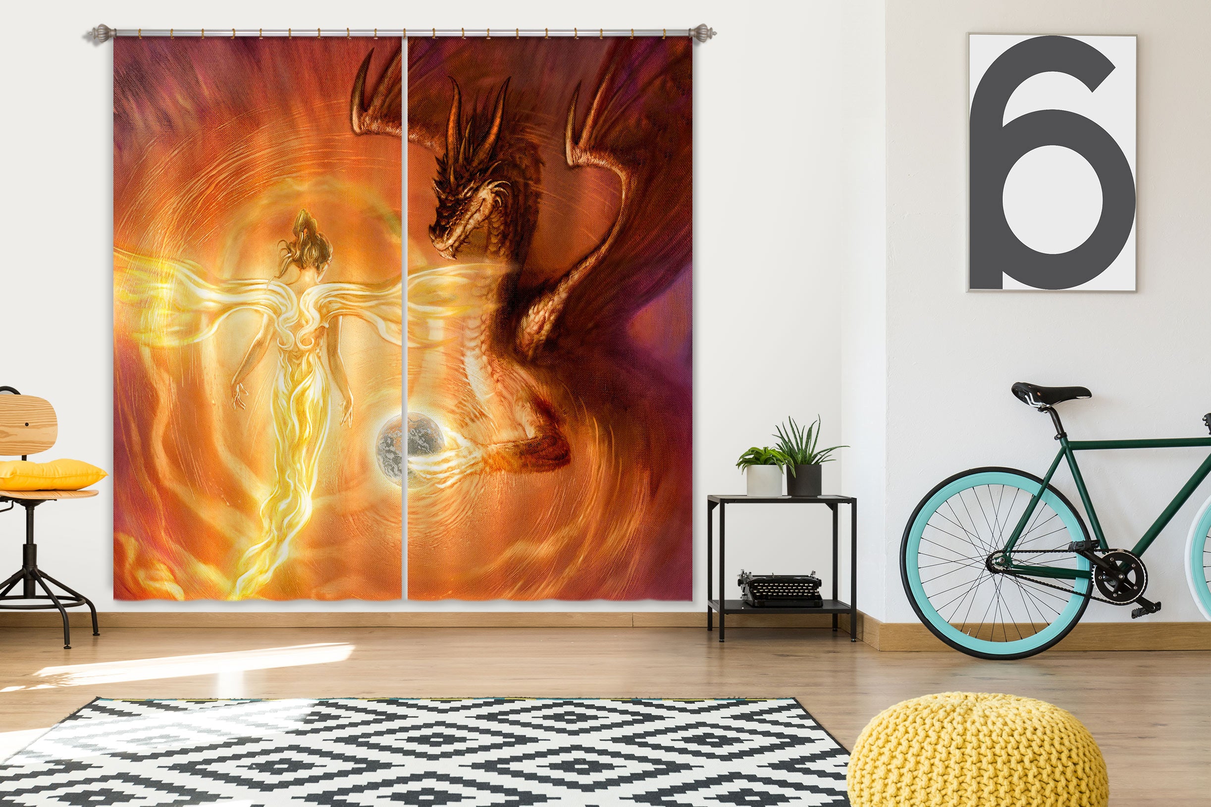 3D Elf Dragon Ball 8011 Ciruelo Curtain Curtains Drapes