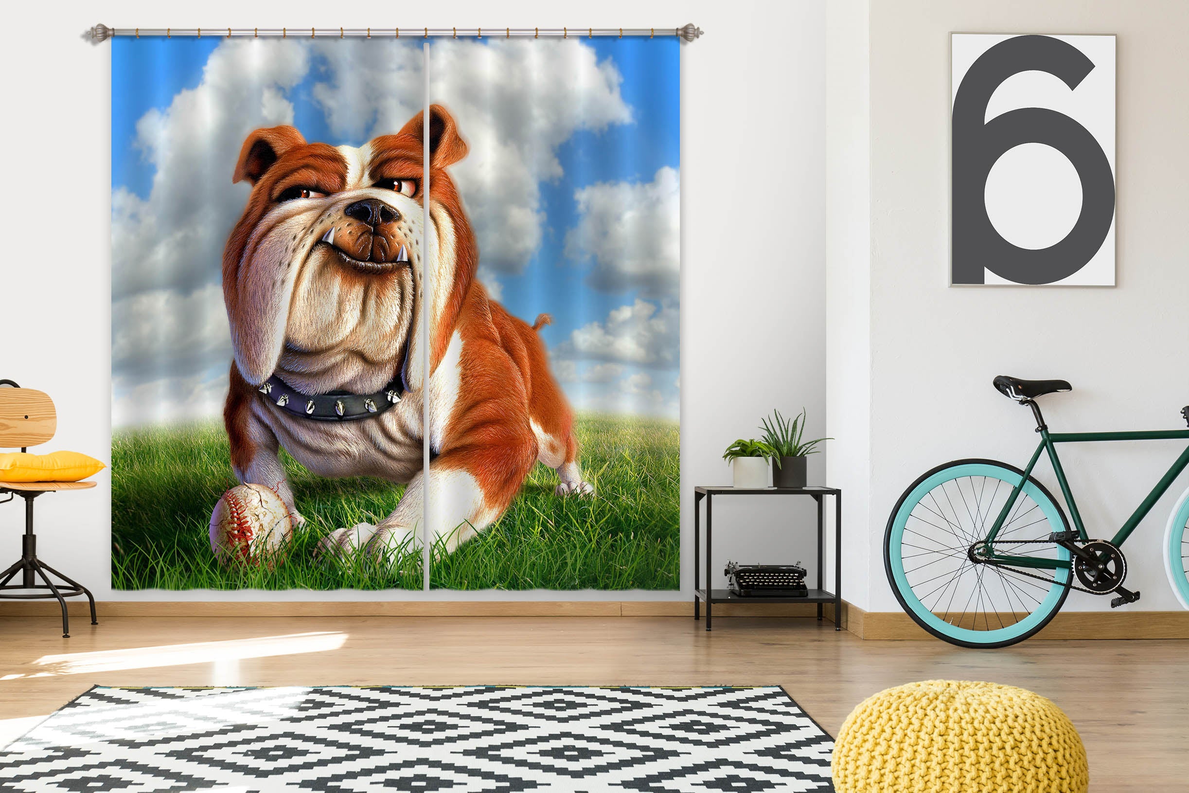 3D Bulldog 86075 Jerry LoFaro Curtain Curtains Drapes