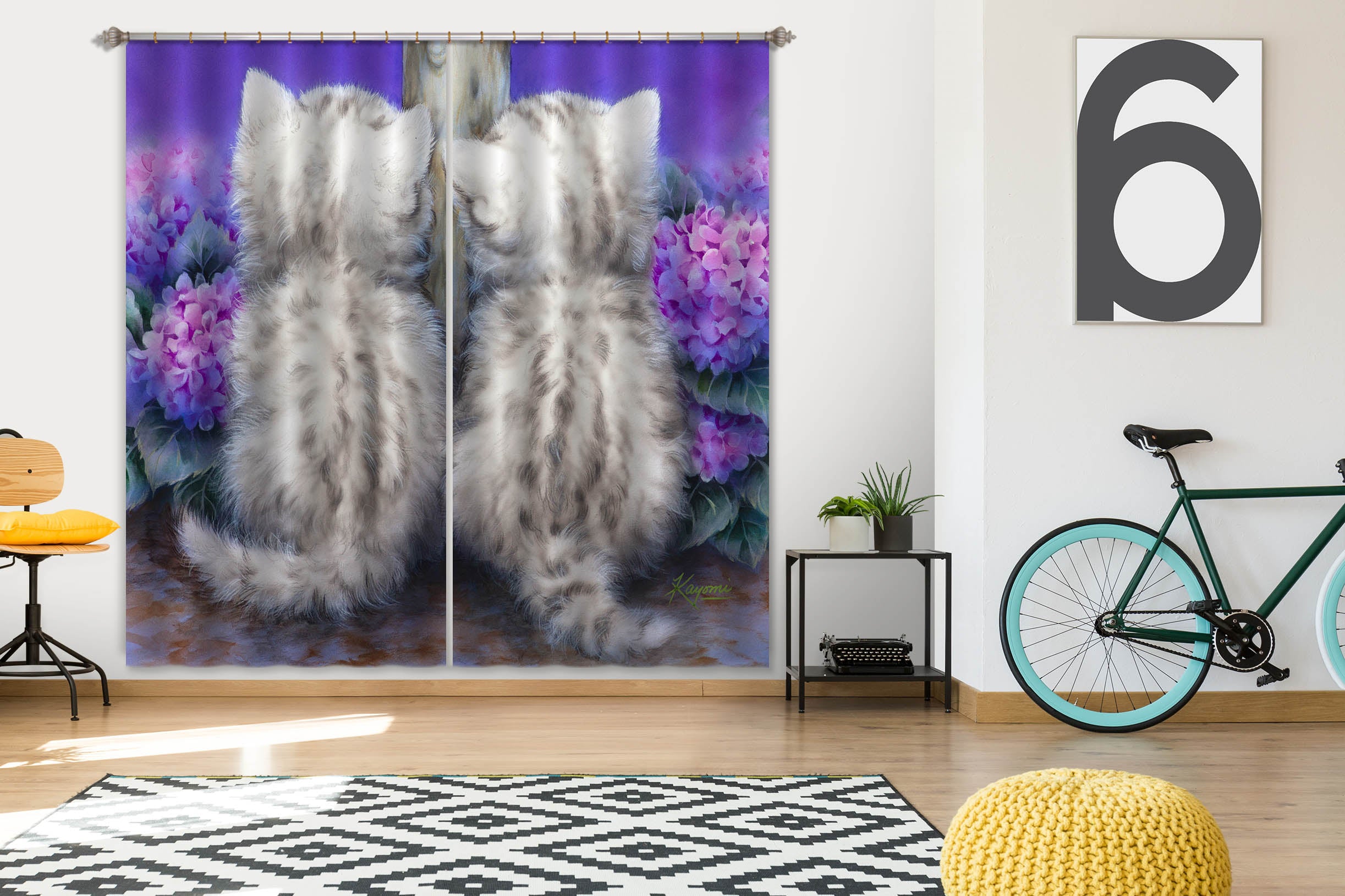 3D Cute Kitten 9074 Kayomi Harai Curtain Curtains Drapes