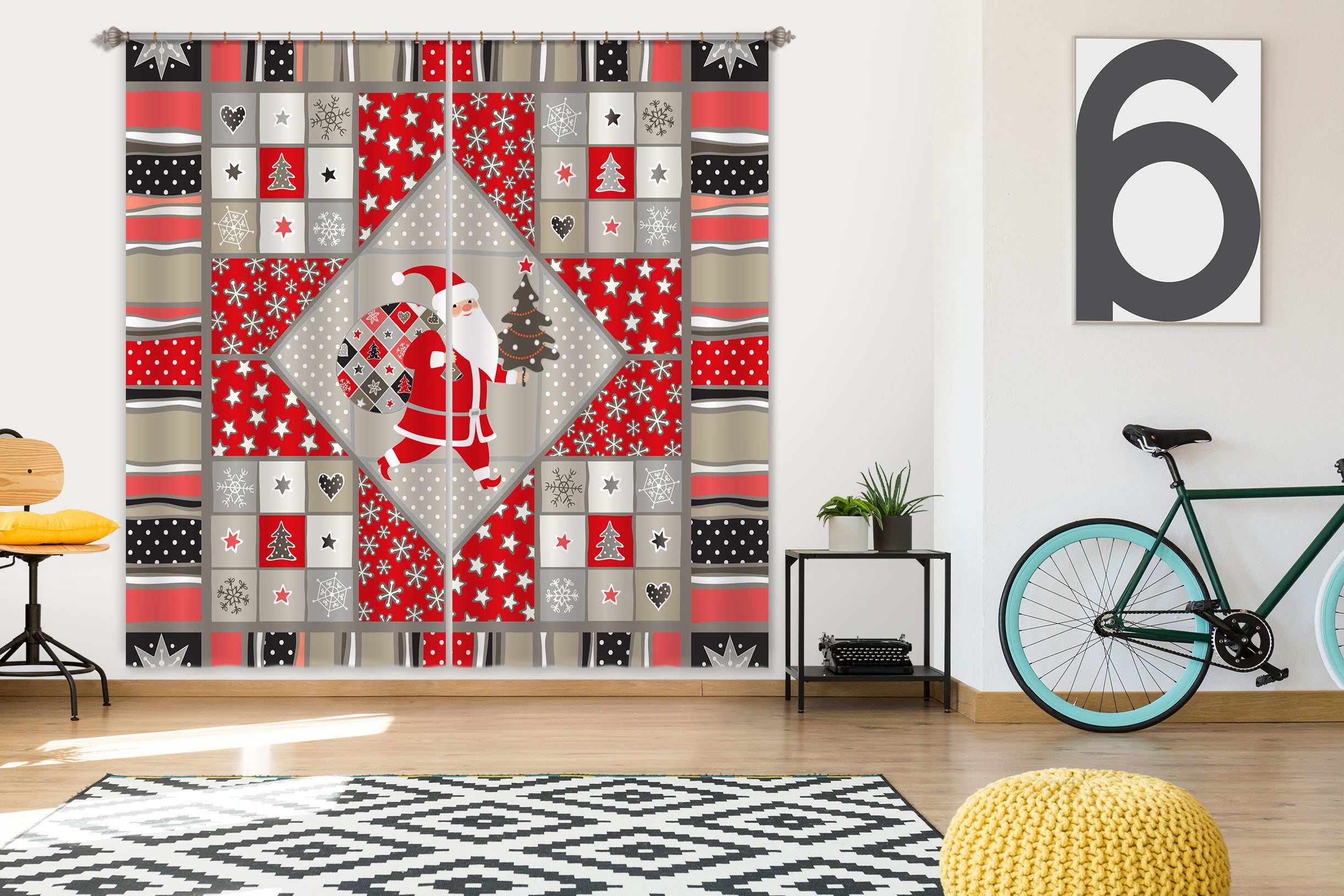 3D Santa Claus 52089 Christmas Curtains Drapes Xmas