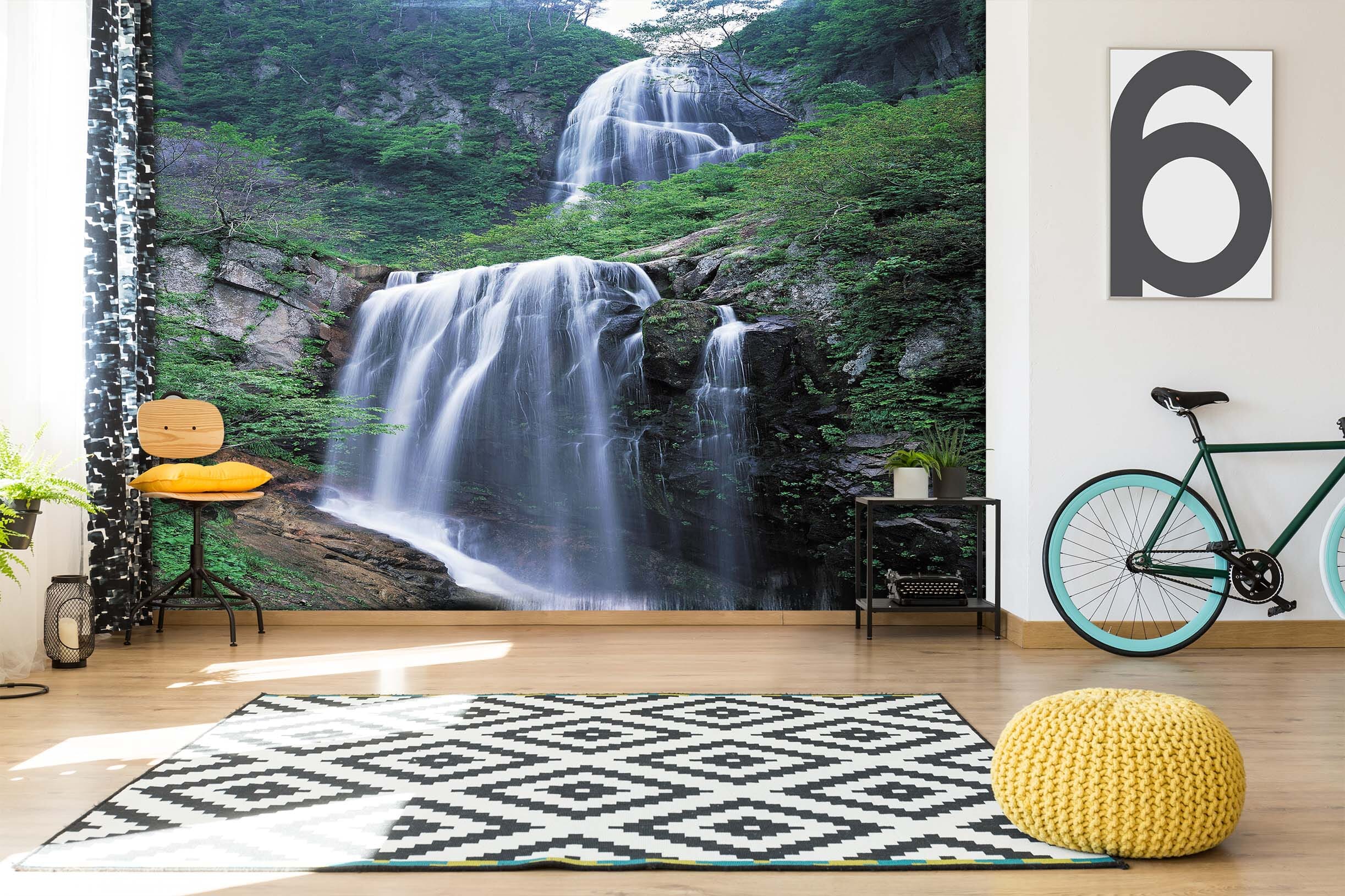 3D Waterfall Mountain 064 Wall Murals Wallpaper AJ Wallpaper 2