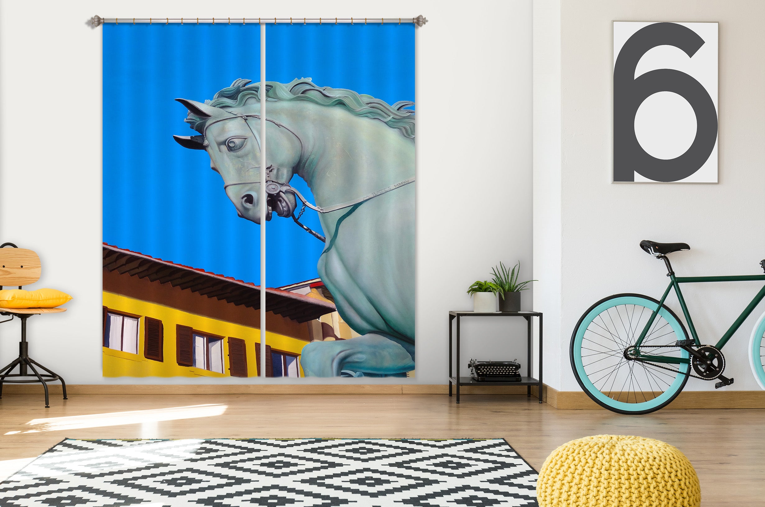3D Statue Horse 11004 Matthew Holden Bates Curtain Curtains Drapes