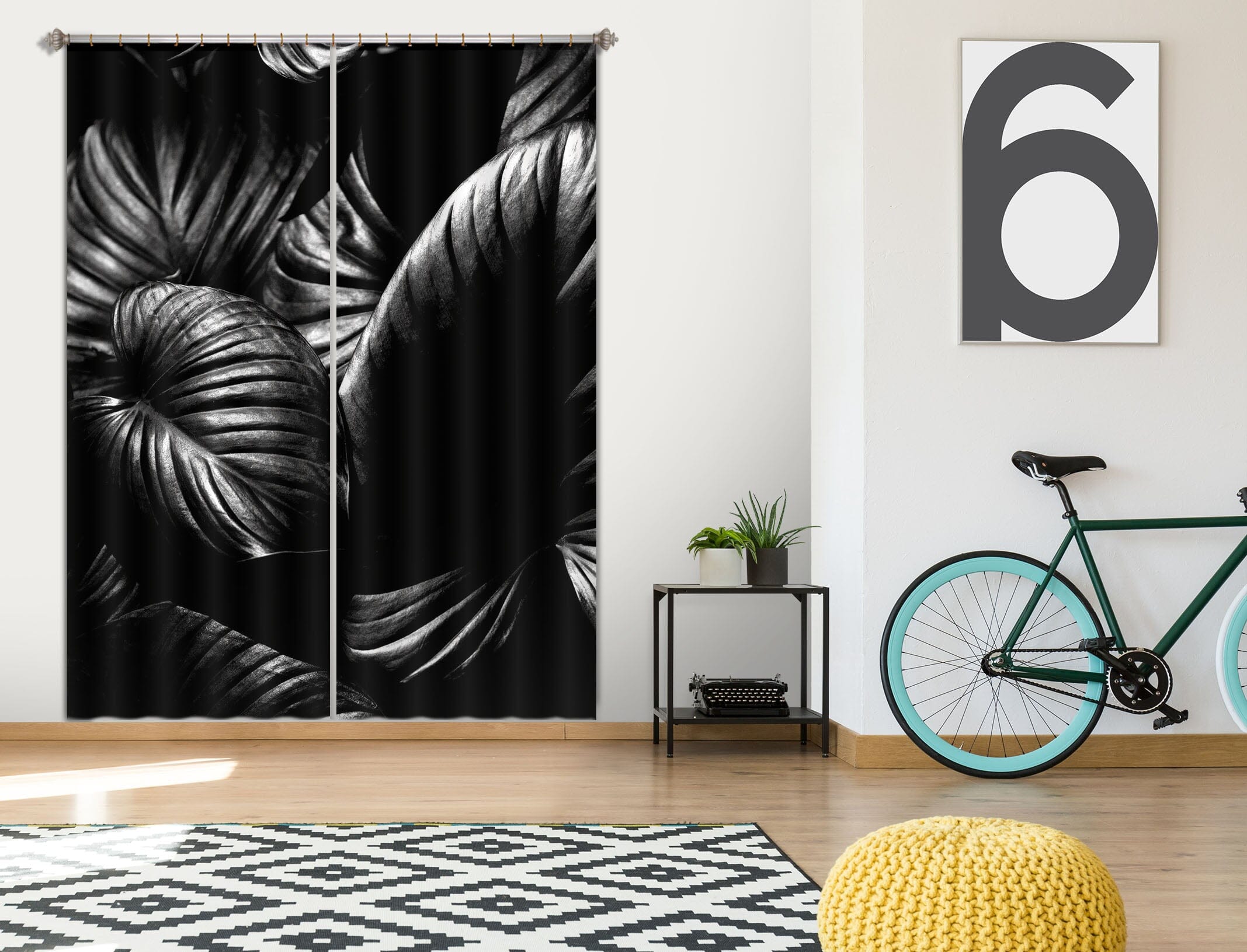 3D Gloomy Leaf 1141 Boris Draschoff Curtain Curtains Drapes Curtains AJ Creativity Home