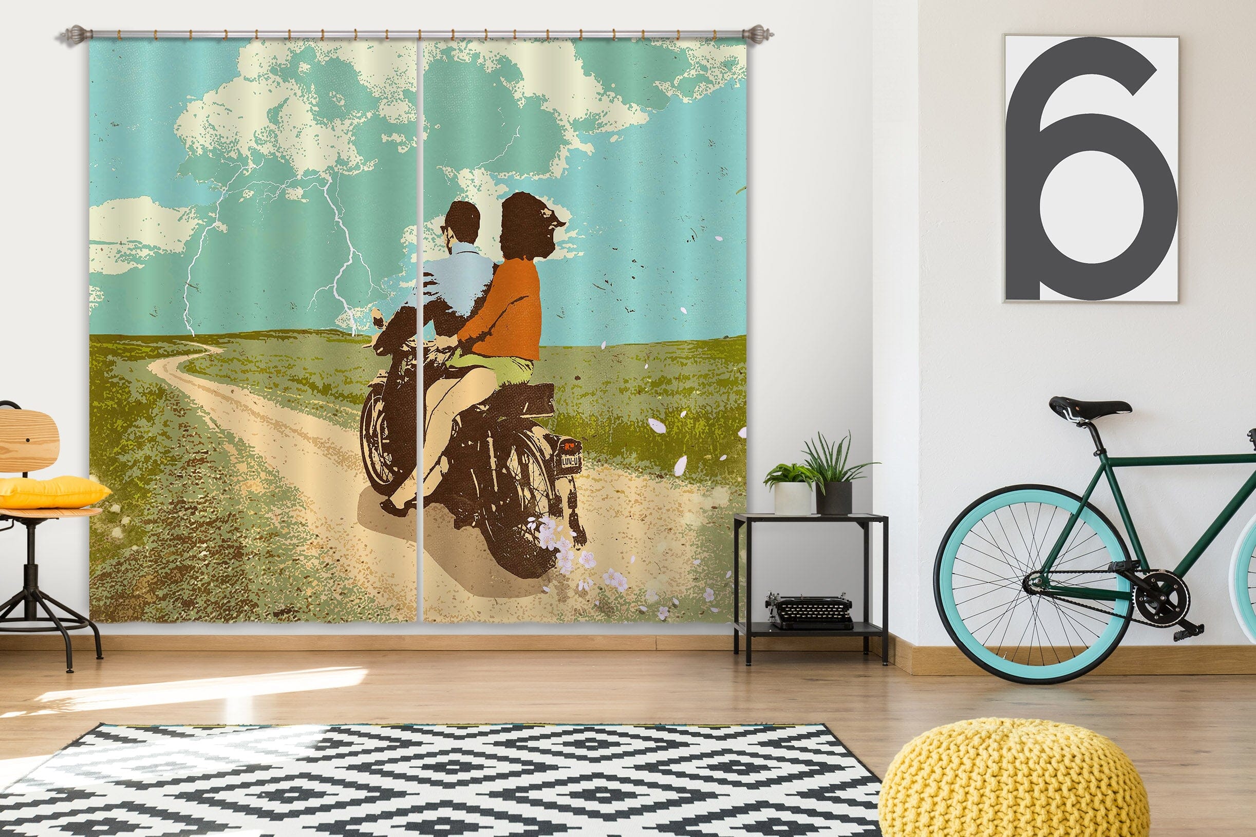 3D Motorcycle Travel 055 Showdeer Curtain Curtains Drapes Curtains AJ Creativity Home
