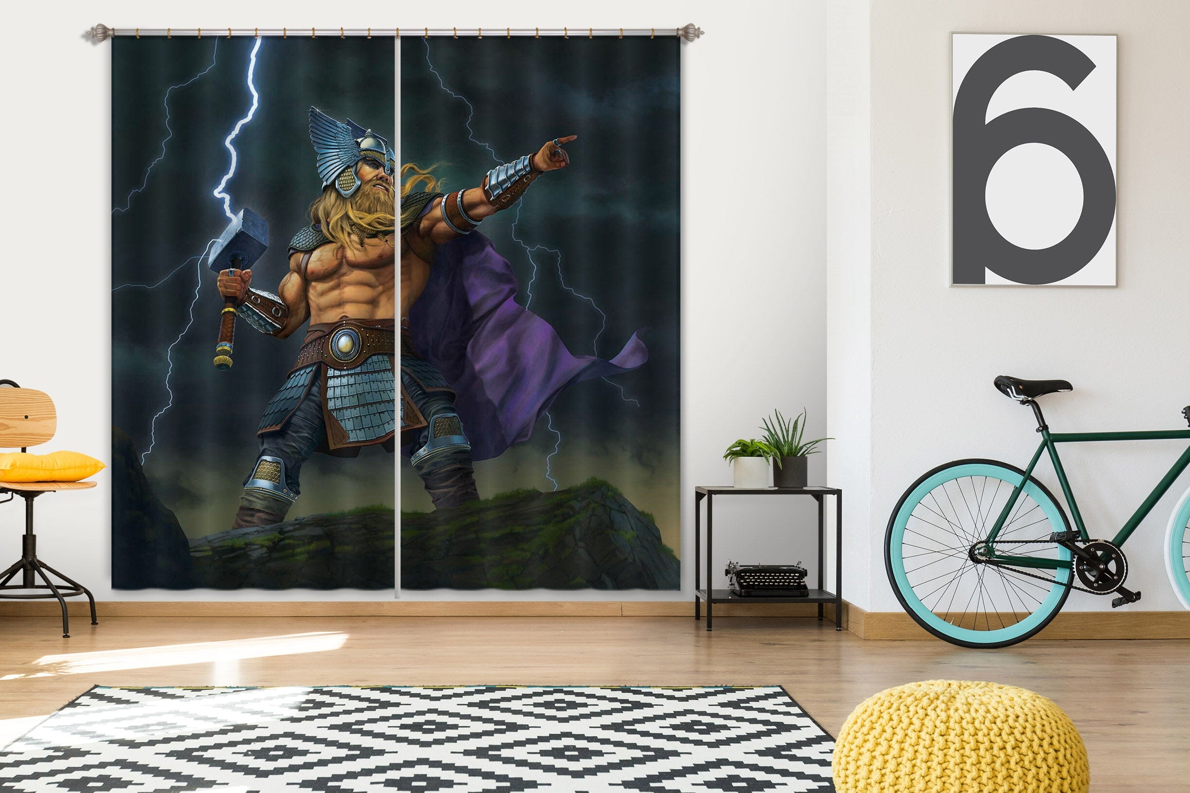 3D Thor God Of Thunder 079 Vincent Hie Curtain Curtains Drapes Curtains AJ Creativity Home