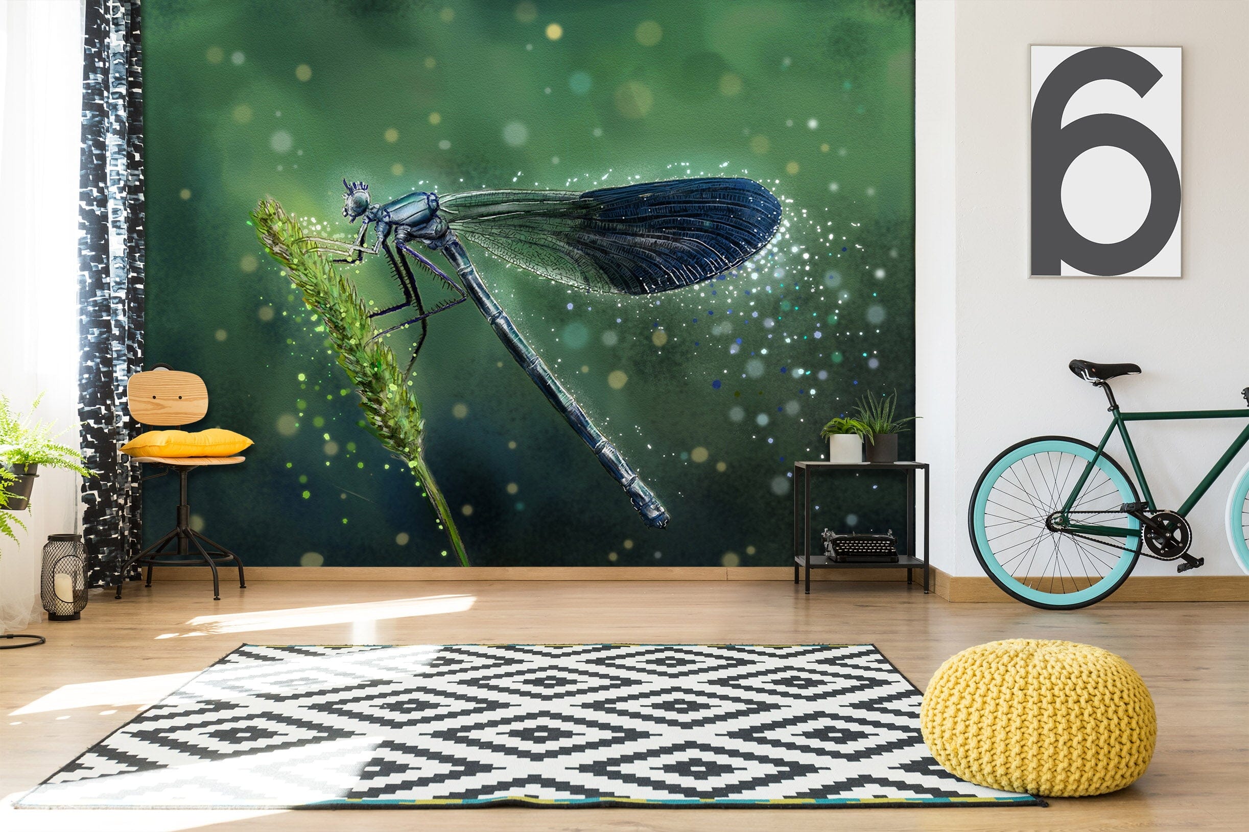 3D Blue Dragonfly 332 Wall Murals Wallpaper AJ Wallpaper 2