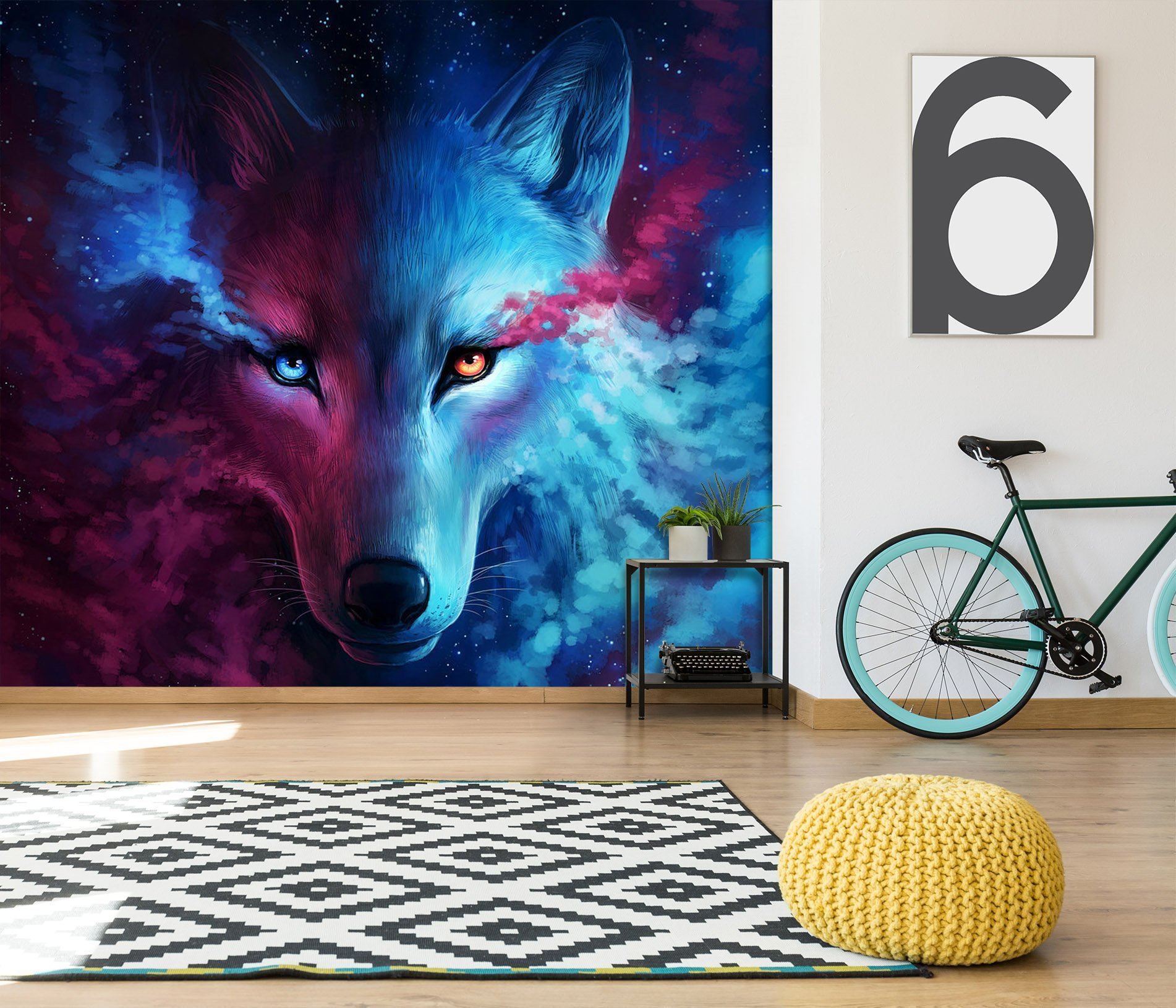 3D Blue Wolf 062 Wall Murals Wallpaper AJ Wallpaper 2