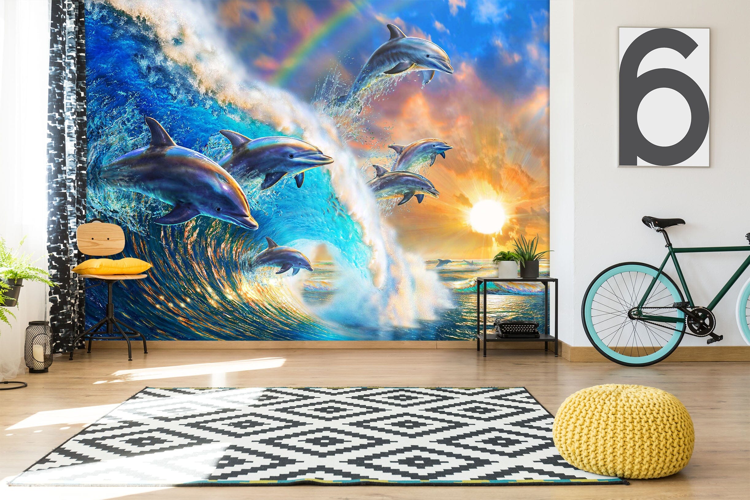 3D Dolphin Wave 1416 Adrian Chesterman Wall Mural Wall Murals Wallpaper AJ Wallpaper 2